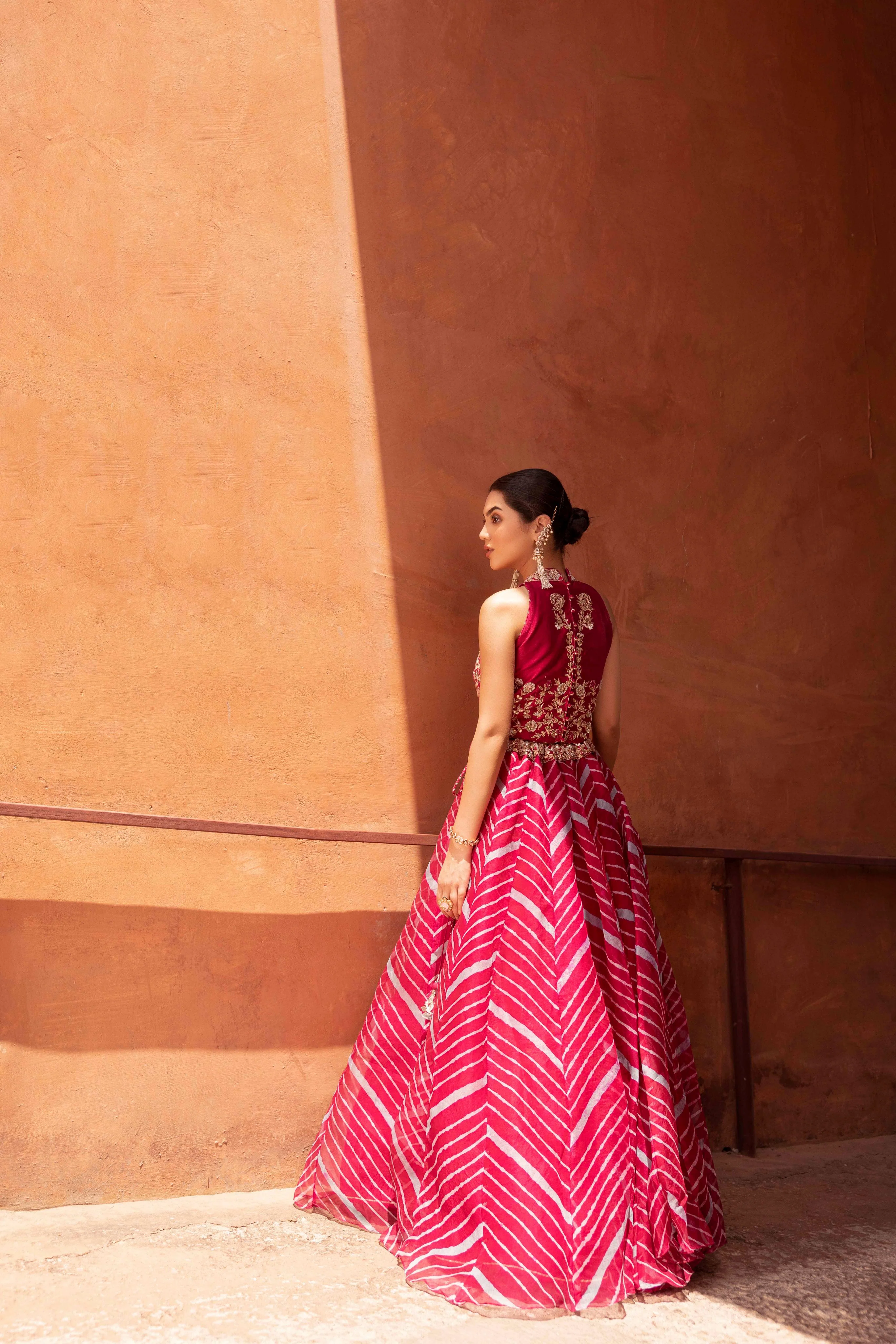 Leheriya Organza Lehenga with Gota Patti work. - Image 5