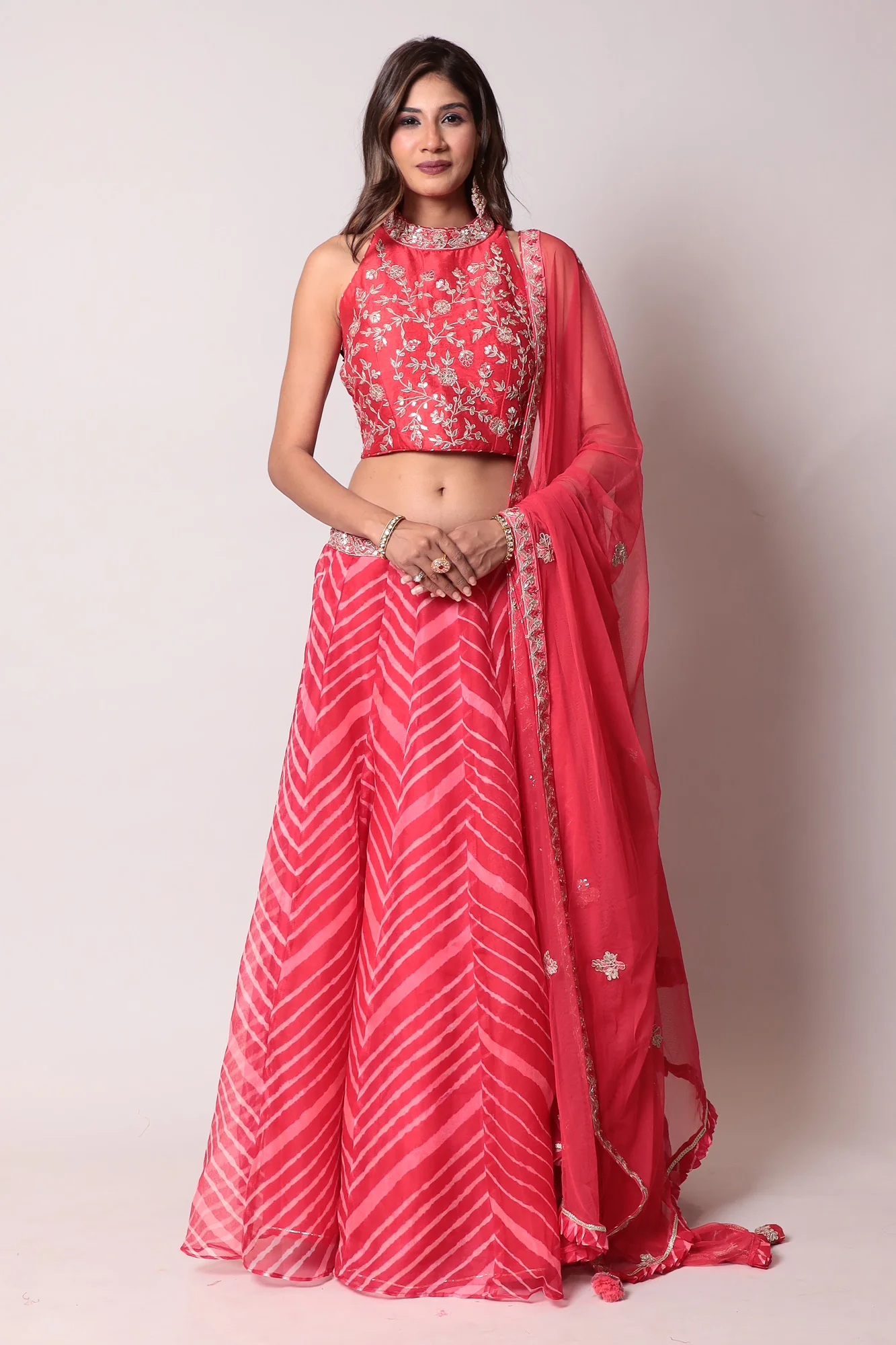 Leheriya Organza Lehenga with Gota Patti work. - Image 6