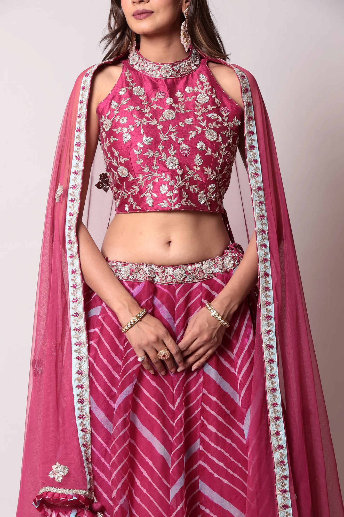 Leheriya Organza Lehenga with Gota Patti work. - Image 6
