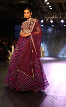 Leheriya Organza Lehenga Embroidered with Zardozi work - Image 5