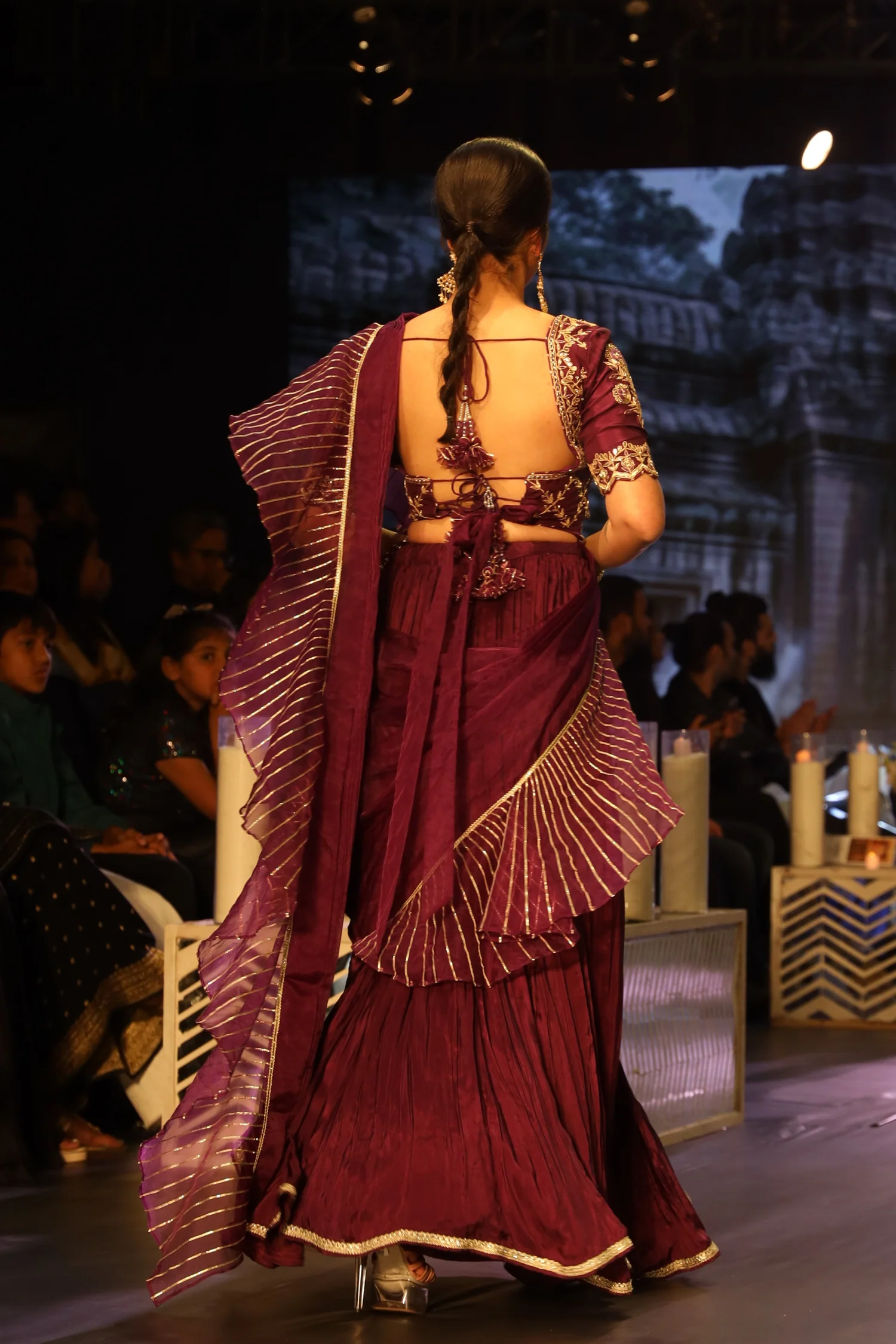 Leheriya Silk Lehenga Embroidered with Zardozi work - Image 4