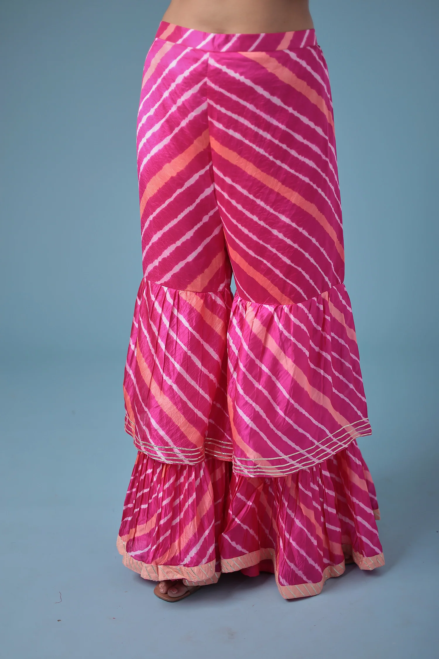 Embroidered Leheriya Silk Suit with Gota Patti and Zardozi work. - Image 6
