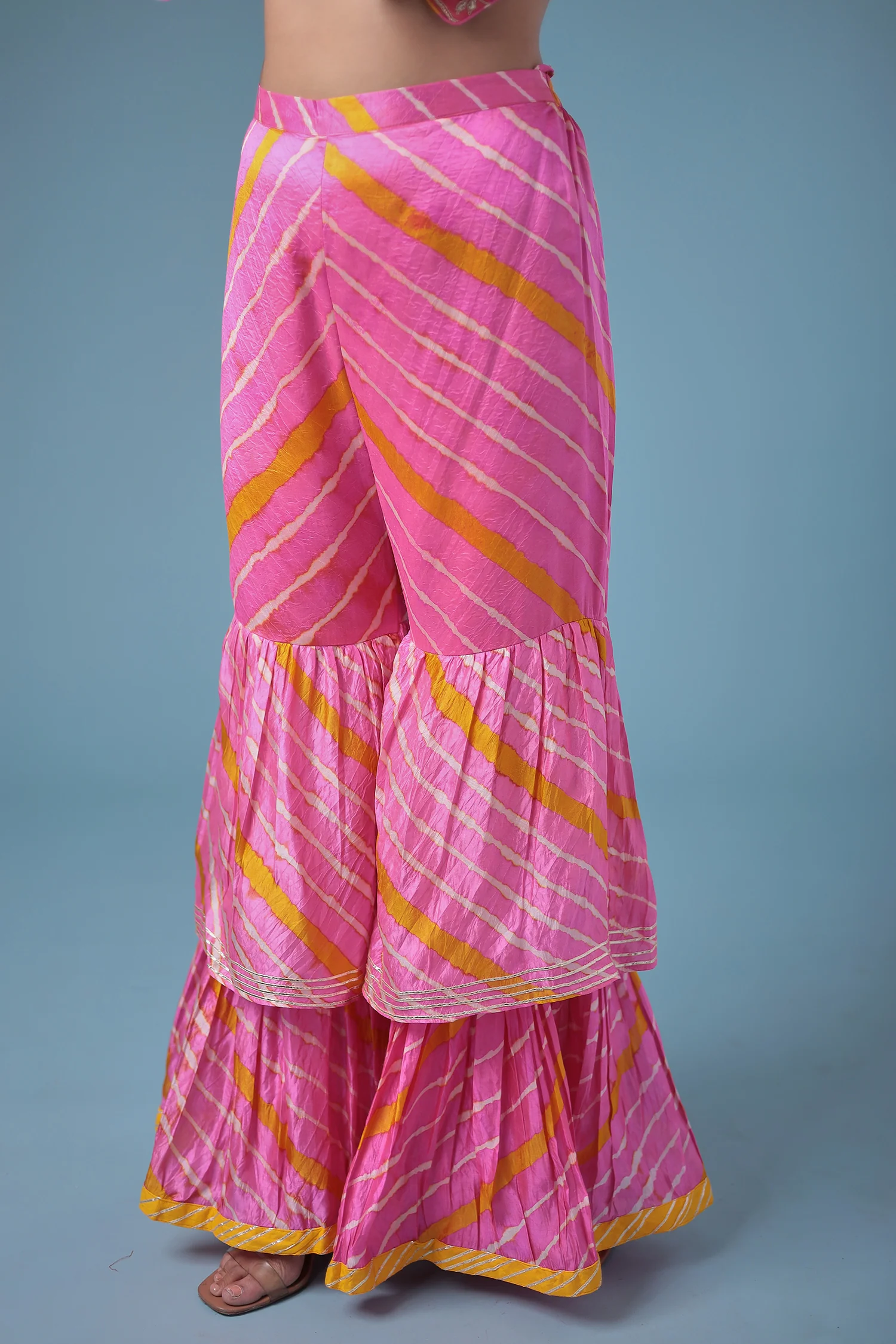 Embroidered Leheriya Silk Suit with Gota Patti and Zardozi work. - Image 13