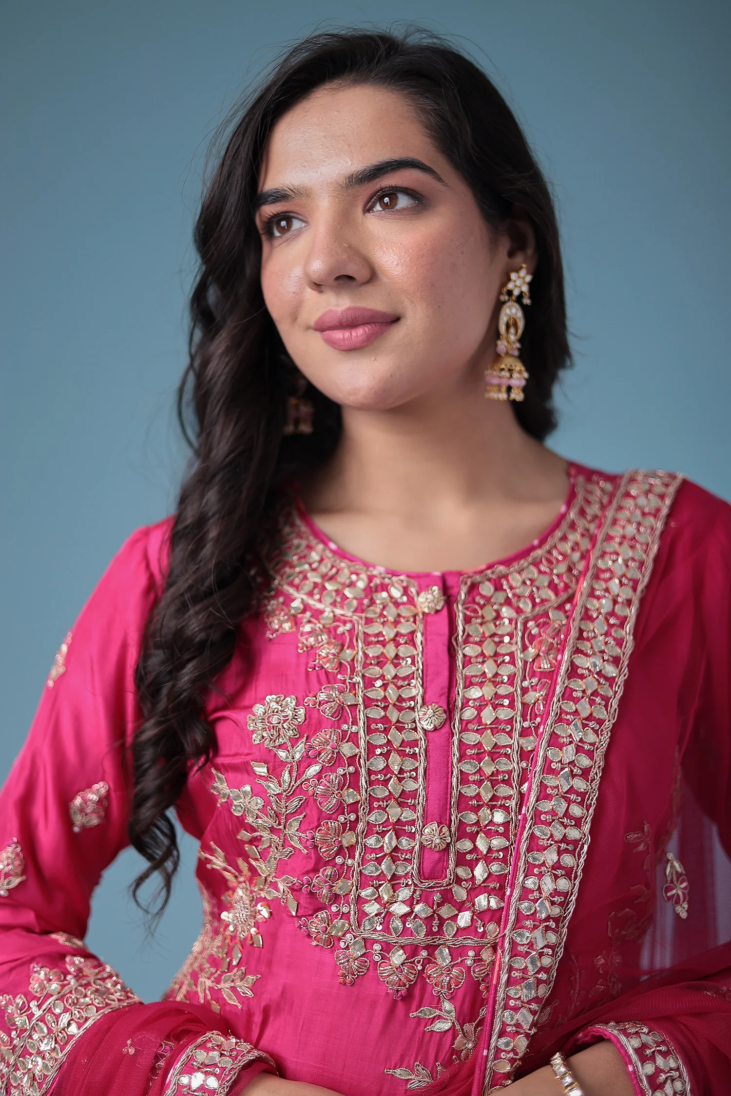 Embroidered Leheriya Silk Suit with Gota Patti and Zardozi work. - Image 16