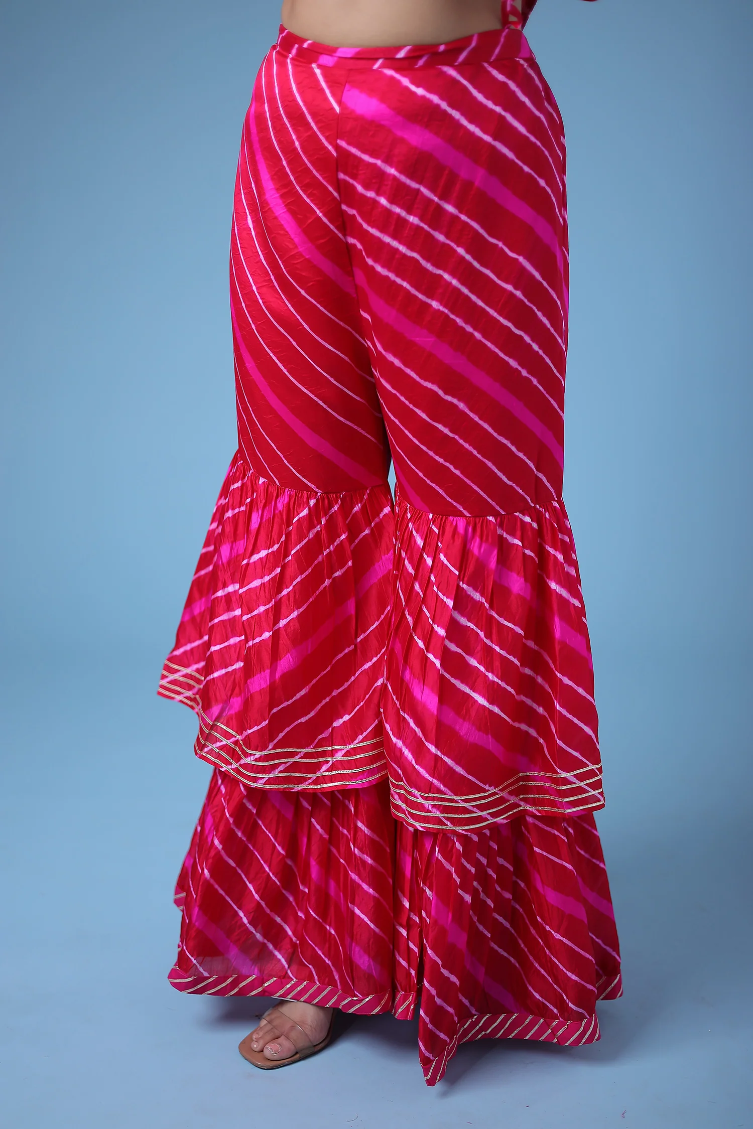 Embroidered Leheriya Silk Suit with Gota Patti and Zardozi work. - Image 5