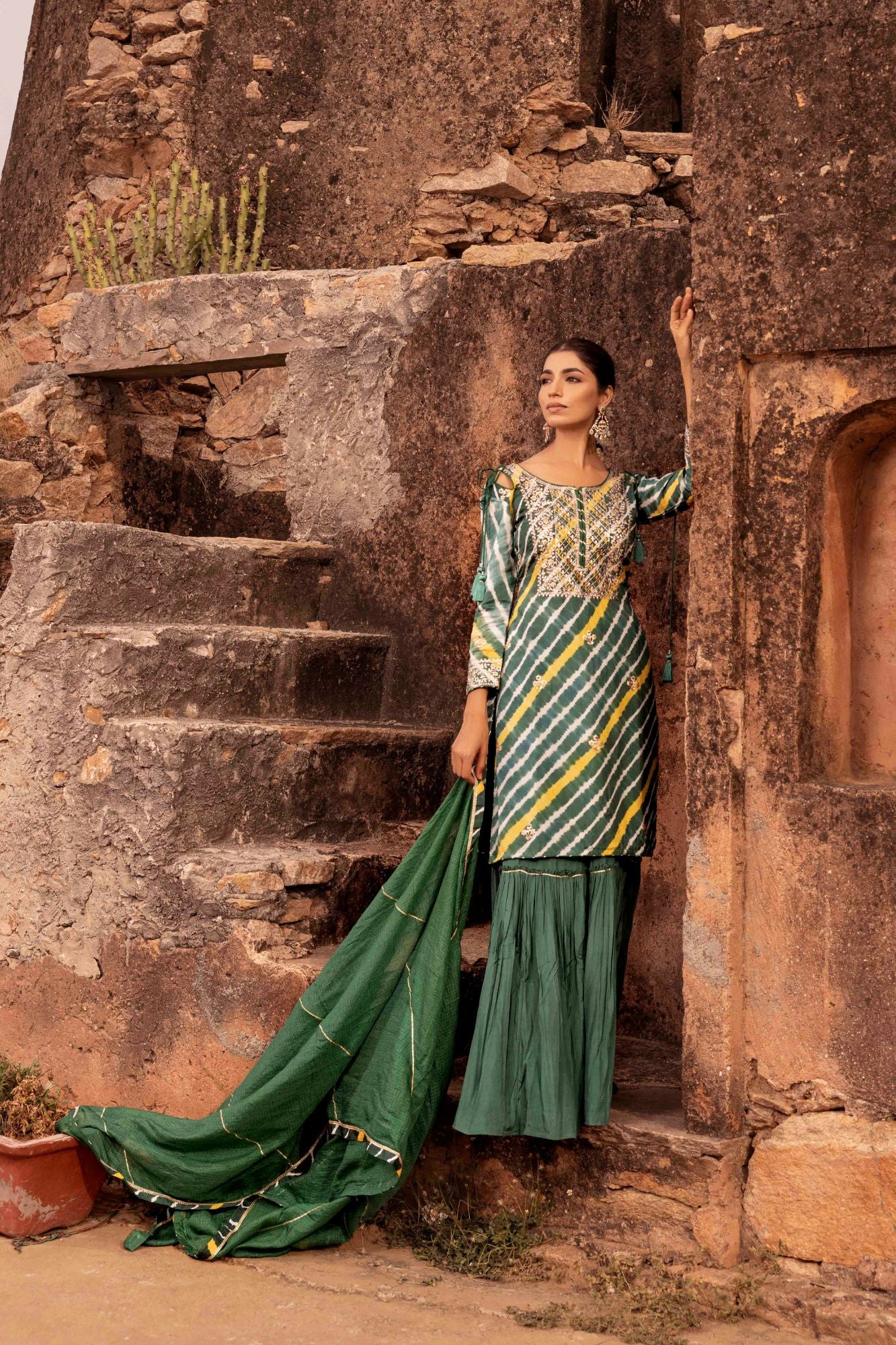 Straight Leheriya Silk Suit with Pittan Work - Image 12