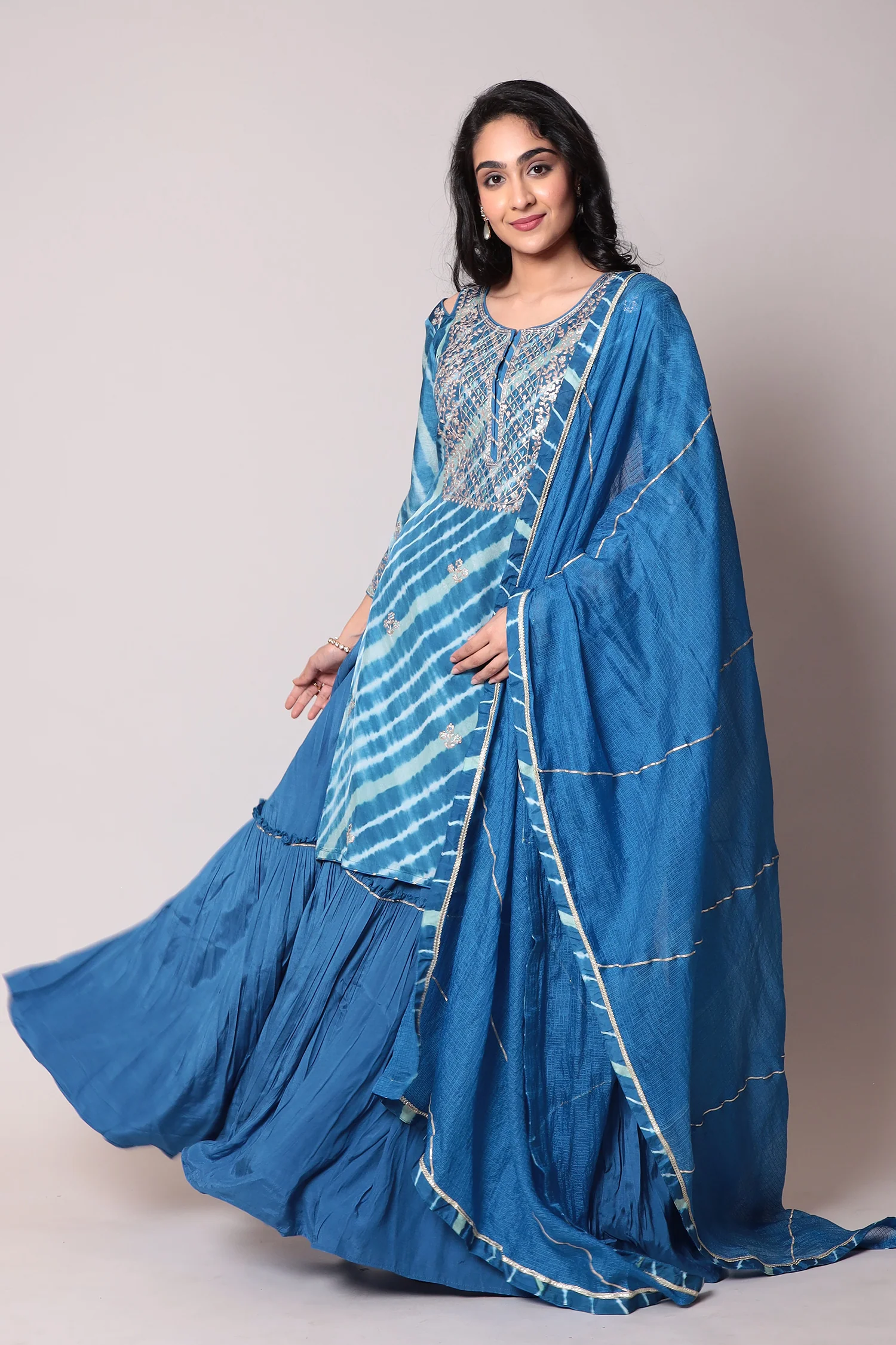 Straight Leheriya Silk Suit with Pittan Work - Image 15