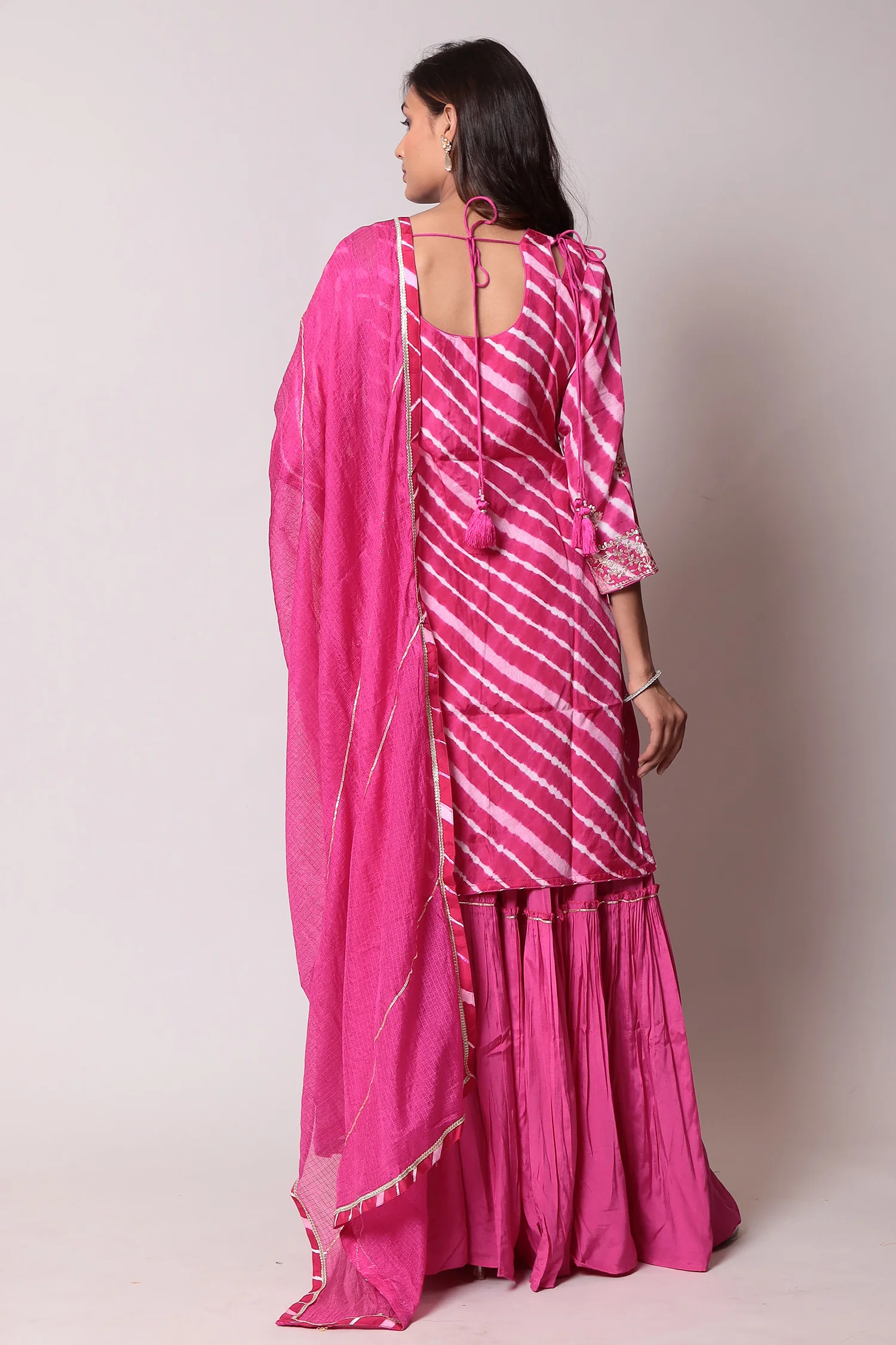 Straight Leheriya Silk Suit with Pittan Work - Image 4