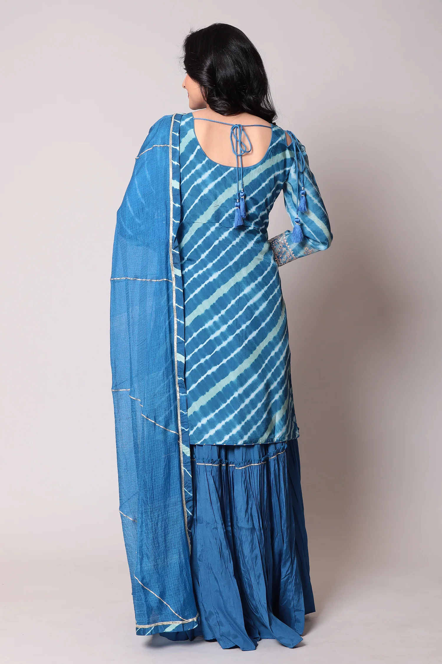 Straight Leheriya Silk Suit with Pittan Work - Image 12