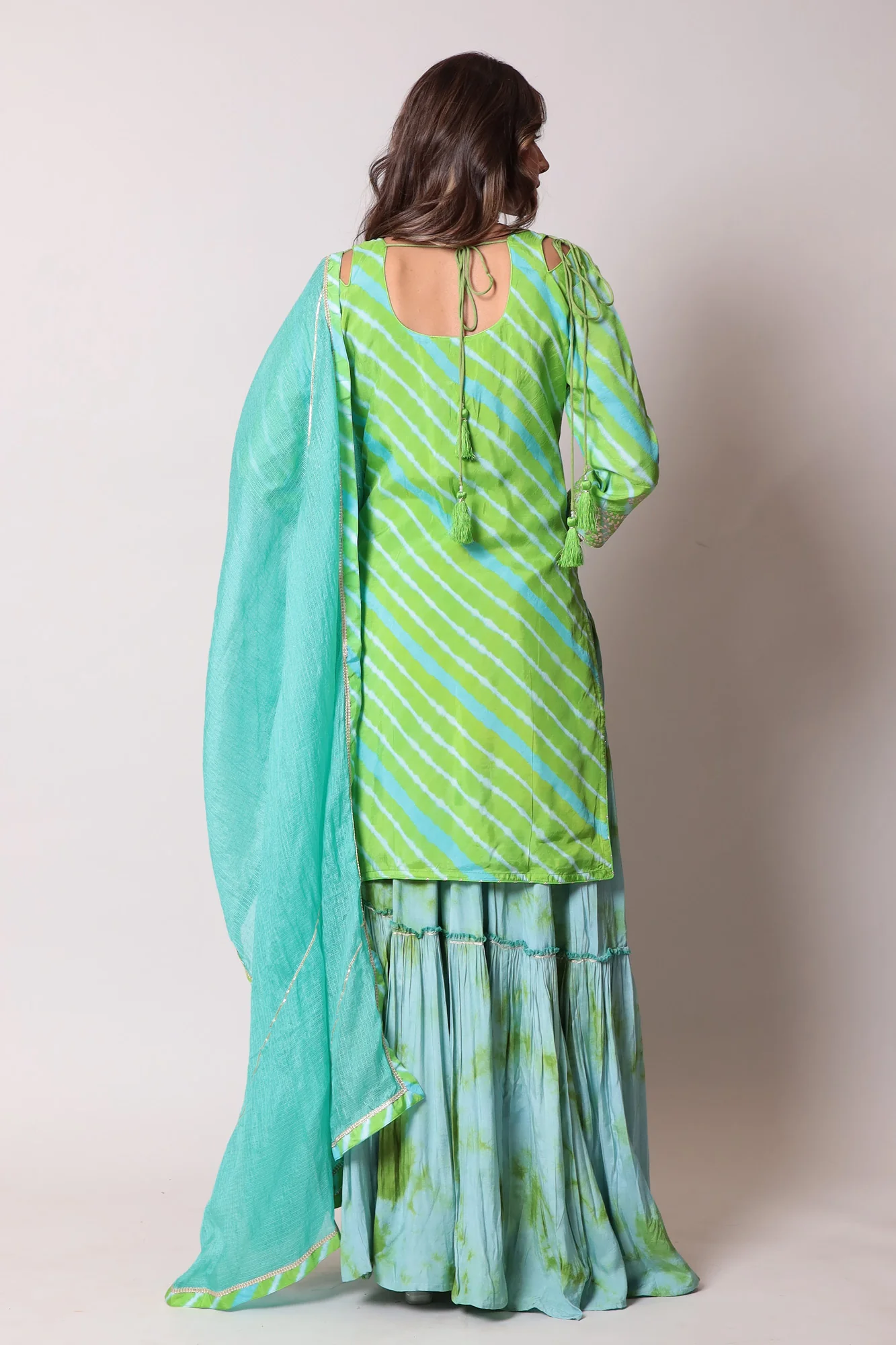 Straight Leheriya Silk Suit with Pittan Work - Image 4
