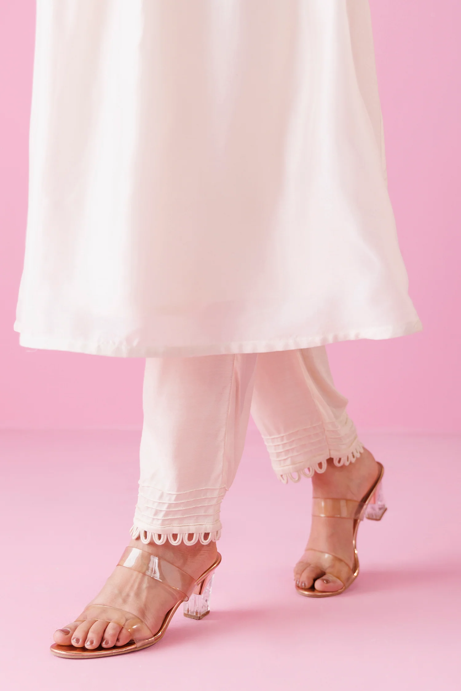 Leheriya Anarkali Silk Suit with Thread work - Image 4