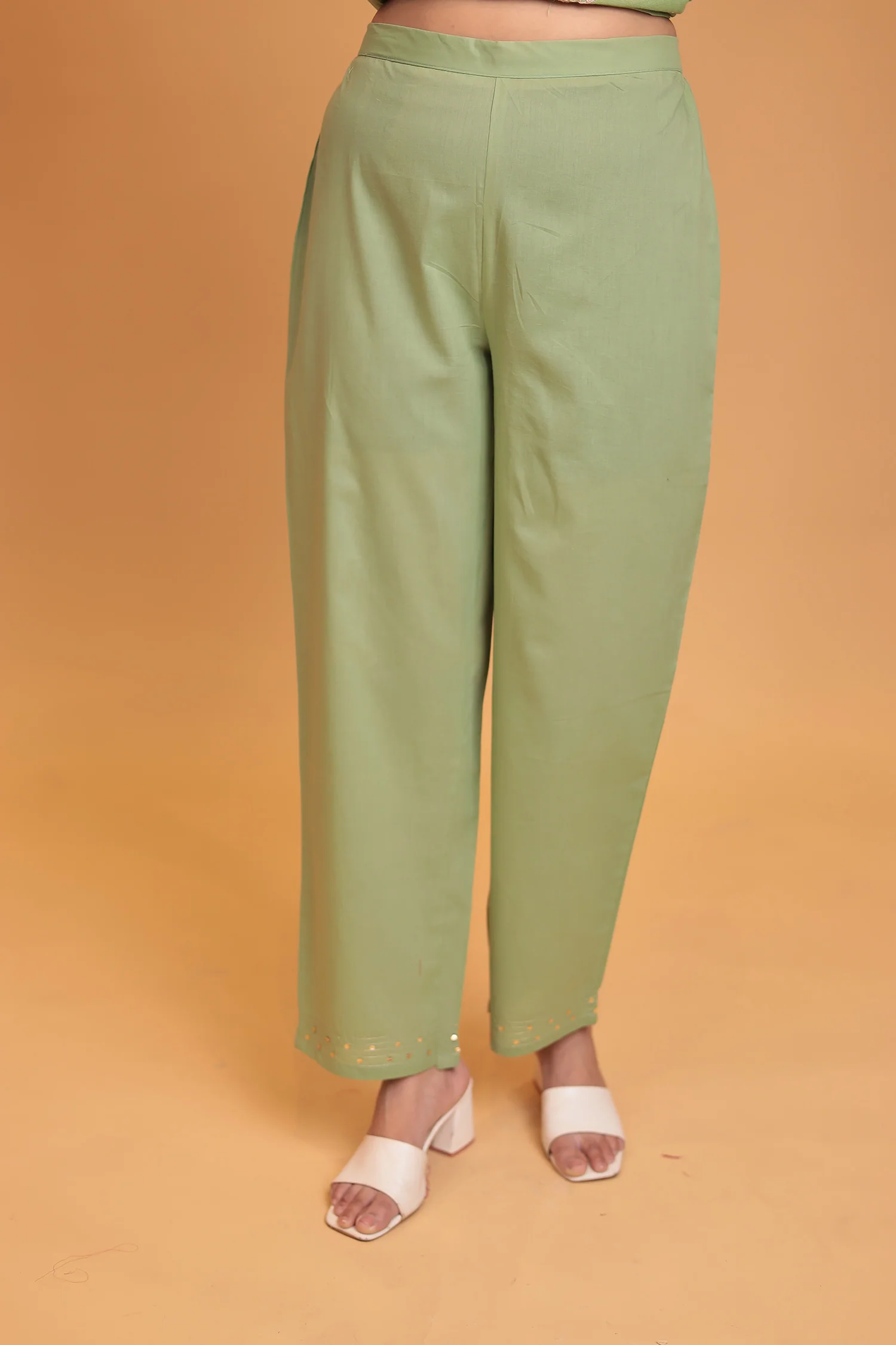Linen Suit Stitched with Dori and Gota Patti work - Image 14