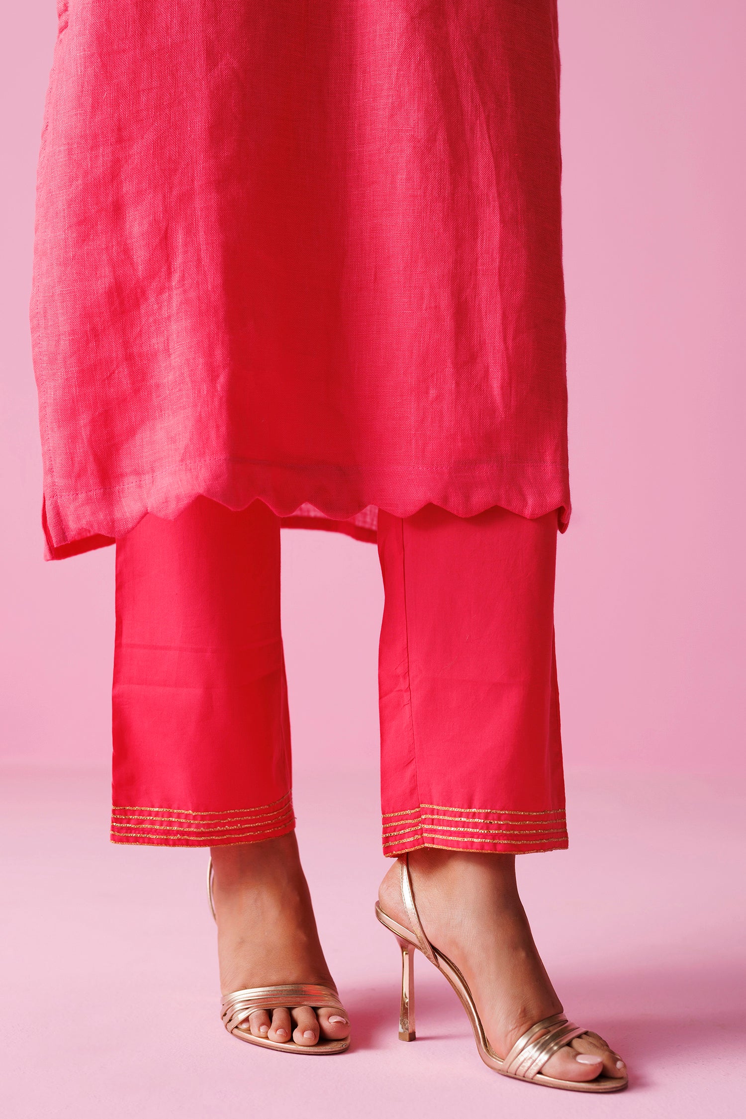 Linen Suit Stitched with Dori and Gota Patti work - Image 7