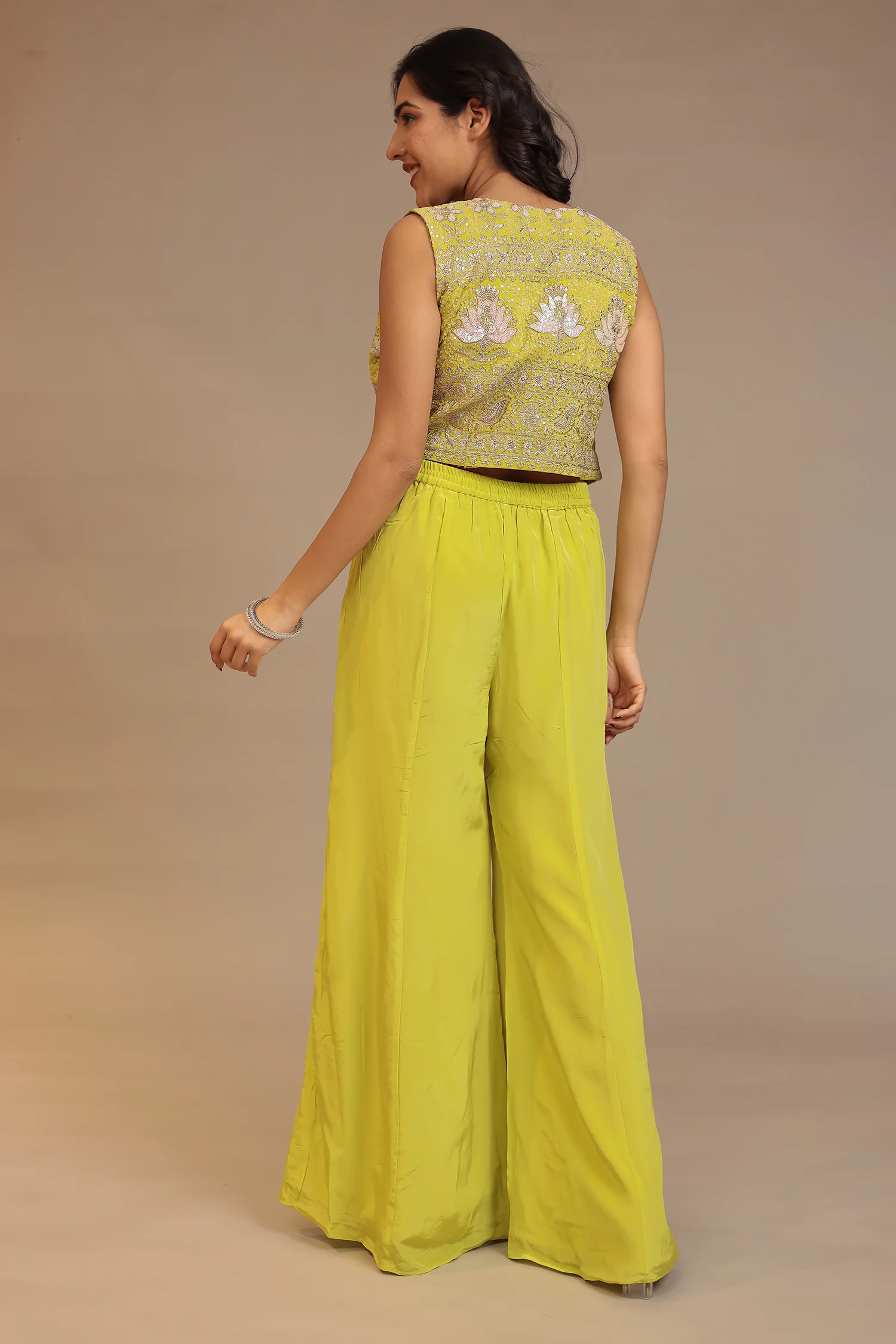 Modal Silk Indowestern with Aari, Sequins work - Image 6