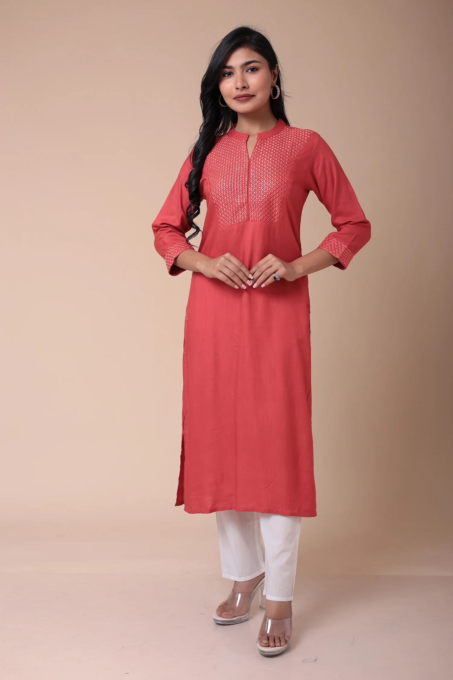 Embroidered Muslin Kurta with Sequins work - Image 15