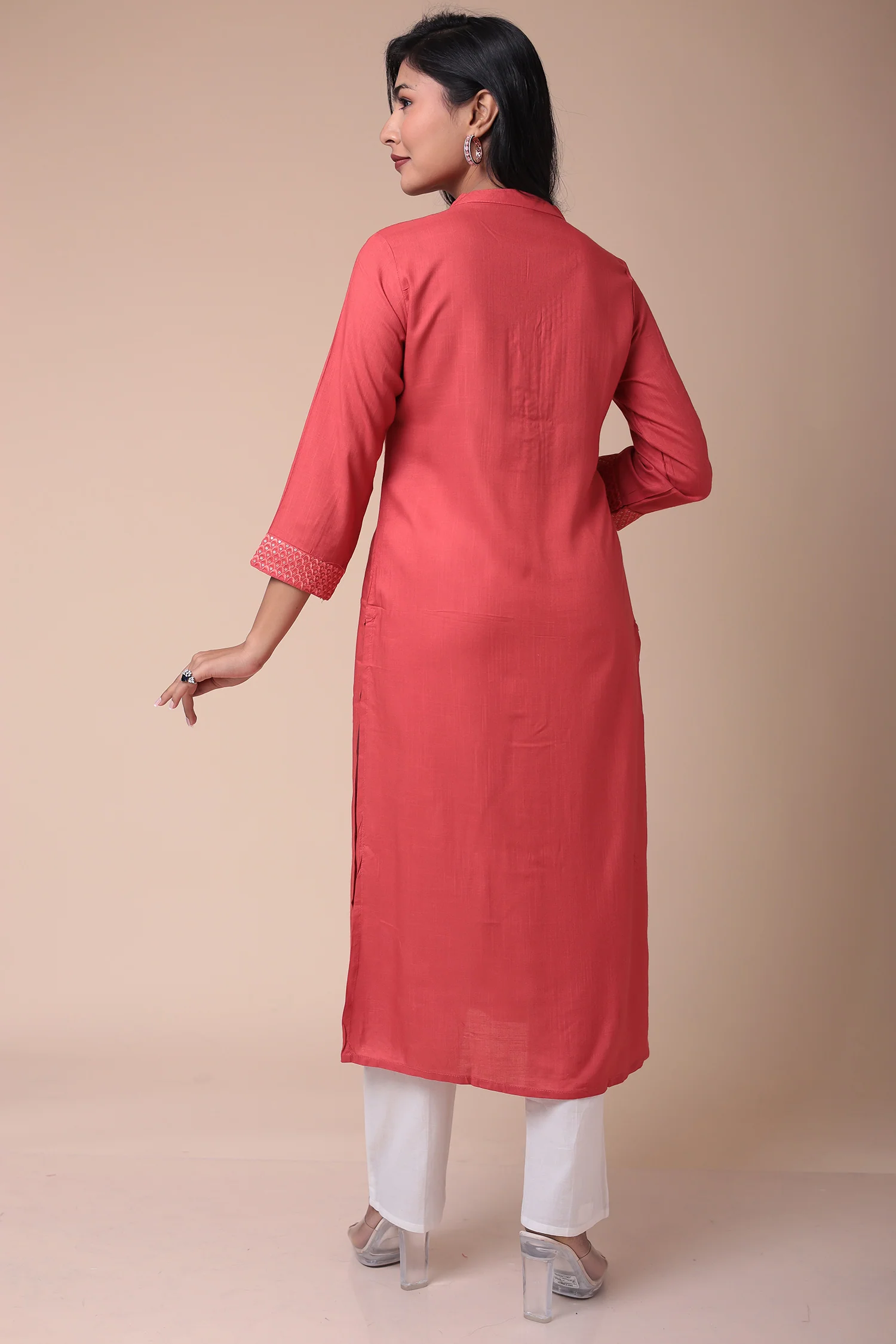 Embroidered Muslin Kurta with Sequins work - Image 21