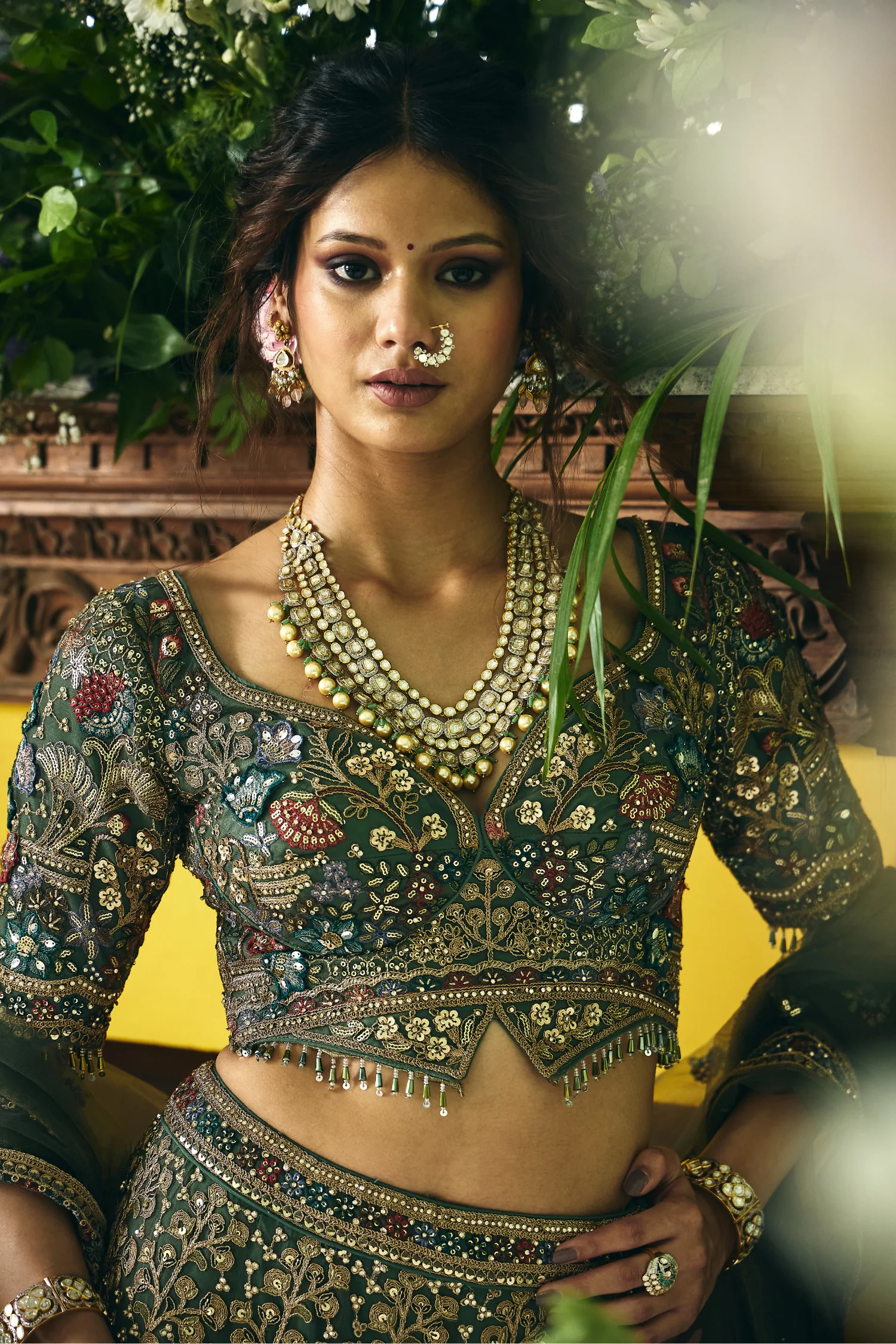 Net Lehenga with Cutdana, Sequins, Stone, Thread, Zardozi, Zari work. - Image 2