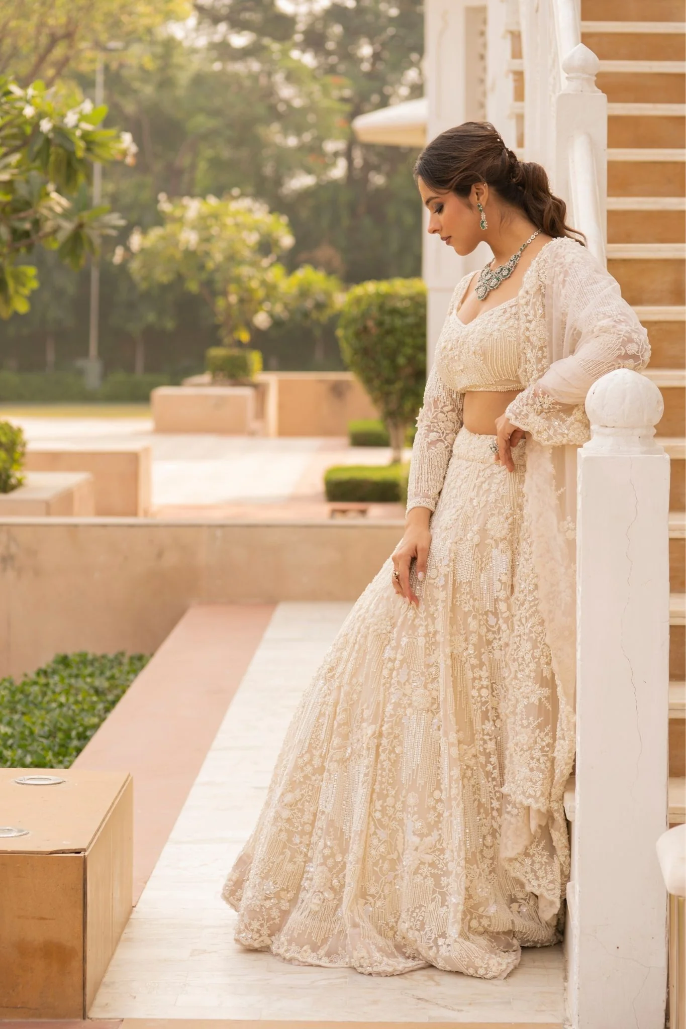 Elegant Net Lehenga Embroidered with Pearl, Sequins and Stone work. - Image 4