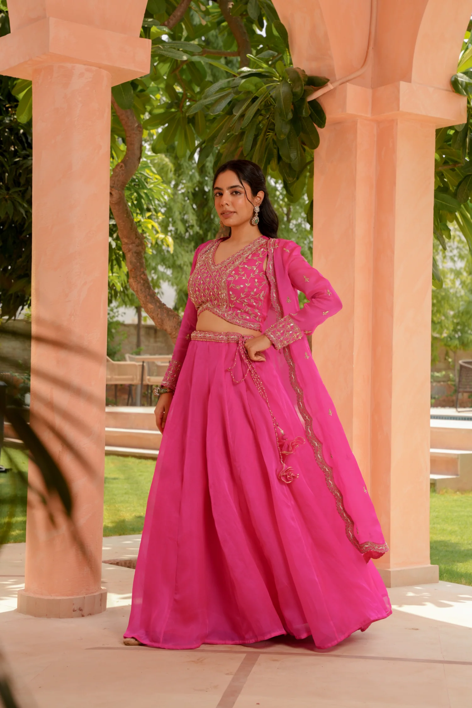 Organza Indowestern with Dori, Gota Patti and Zardozi work - Image 6