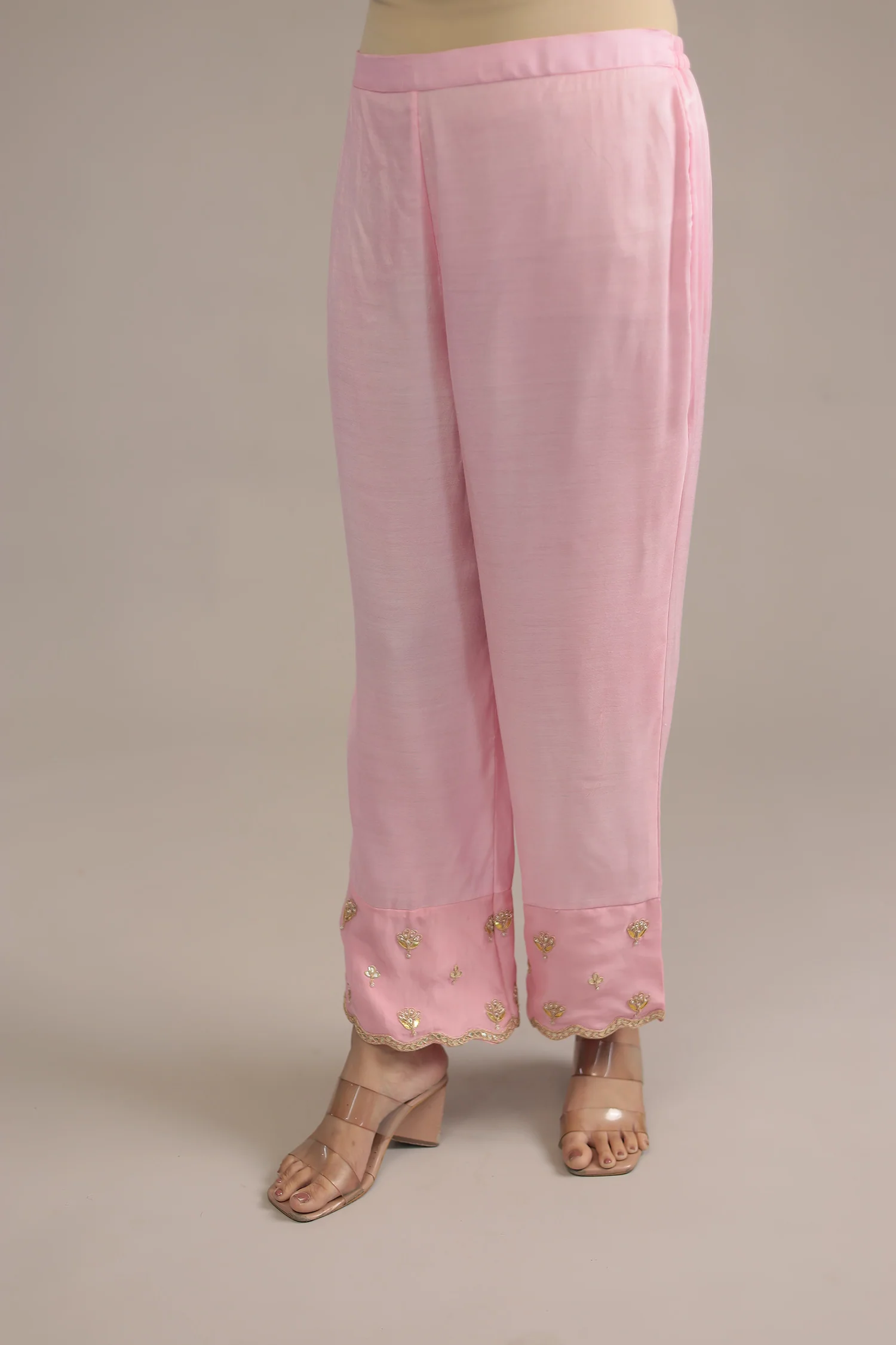 Light Pink Organza Kaftan with Dori, Gota Patti, Thread and Zardozi work - Image 6
