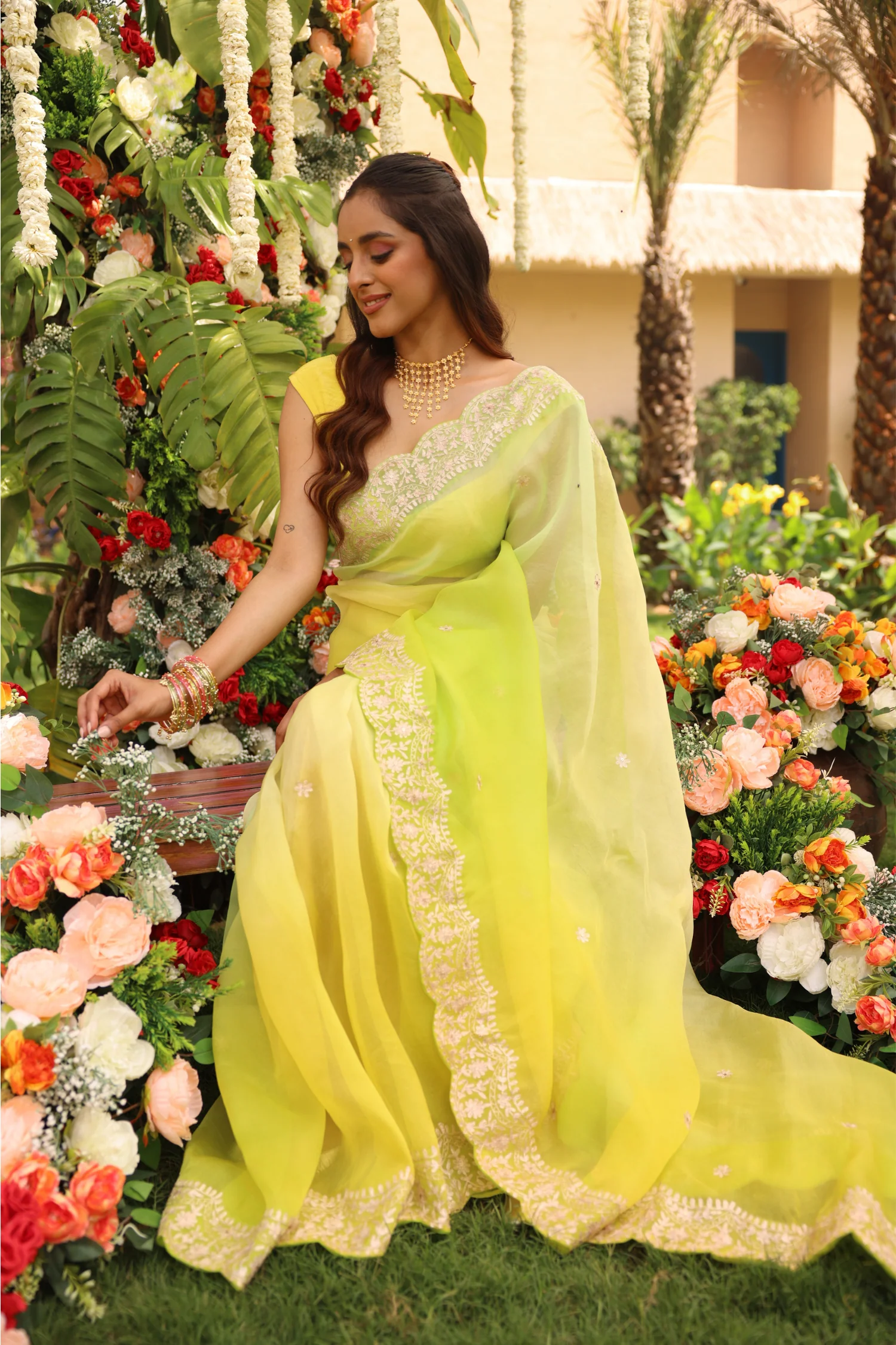 Organza Saree with Aari work. - Image 4