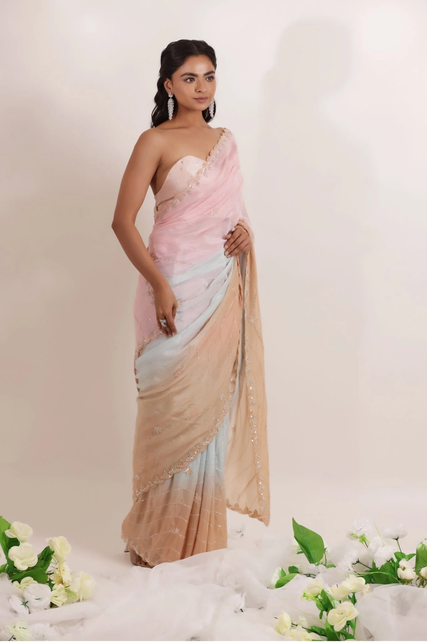 Organza Saree Embellished with Cutdana work - Image 3