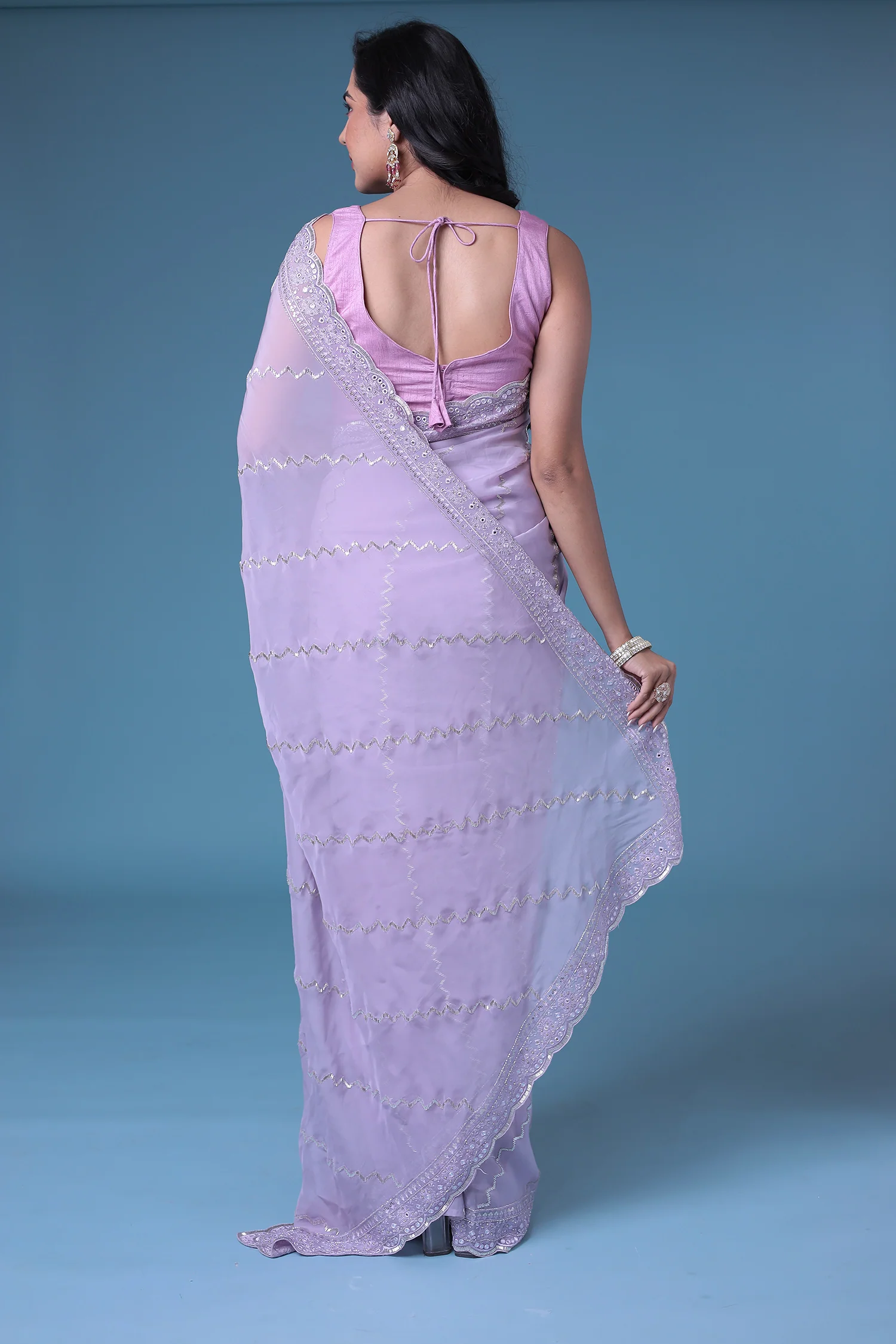 Embroidered Organza Saree with Cutdana work. - Image 6