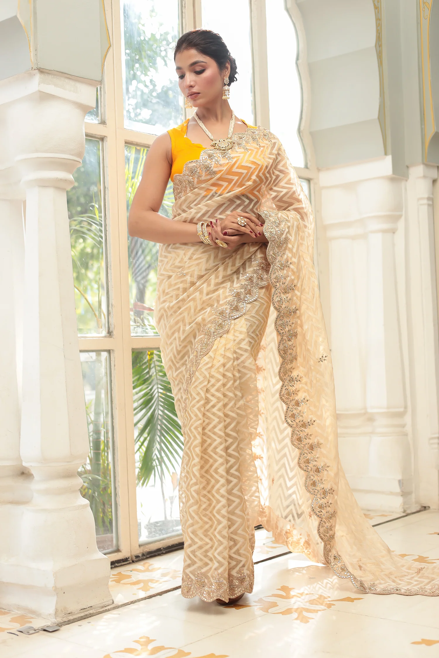 Organza Saree with Dori and Zardozi work - Image 4