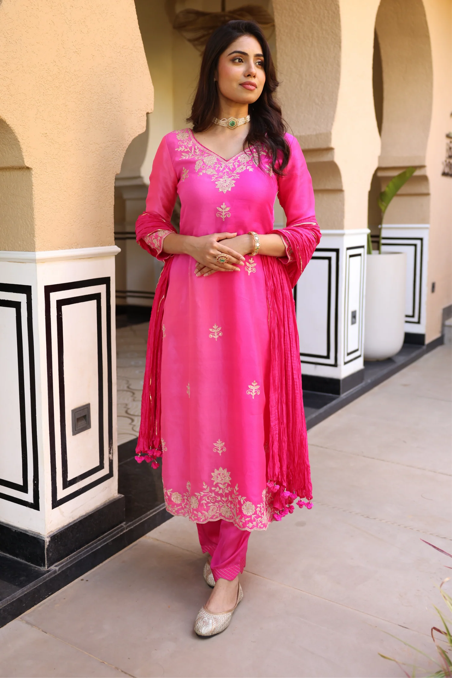 Organza Suit Set with Aari work. - Image 3