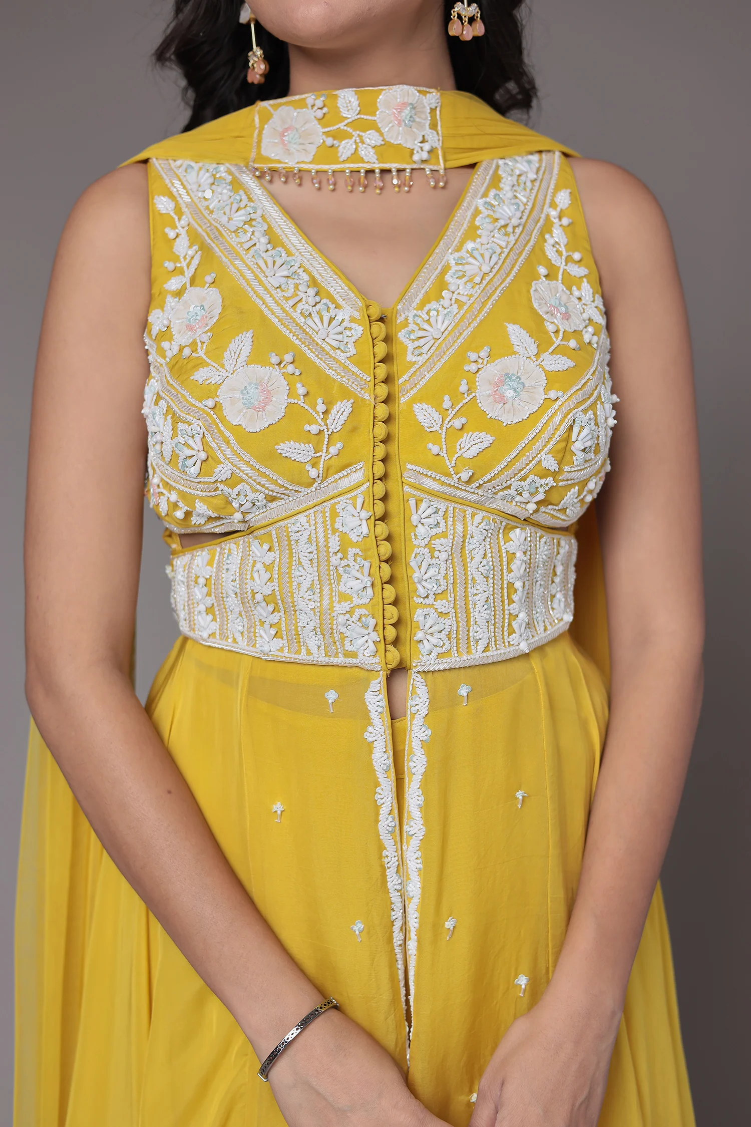Georgette Indowestern Suit with Pearl and Embellished work - Image 4
