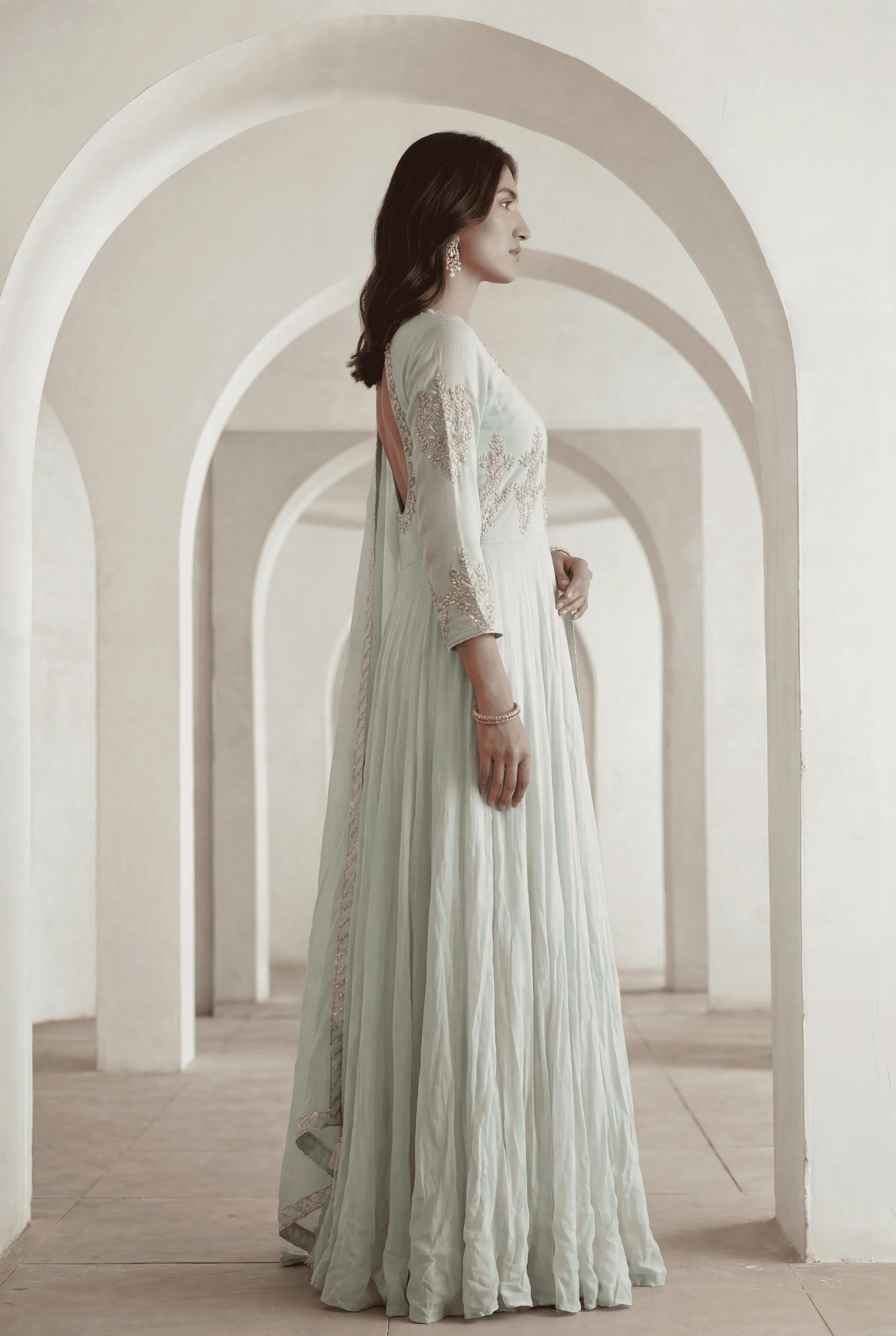 Organza Suit with Gota Patti, Zardozi work. - Image 3