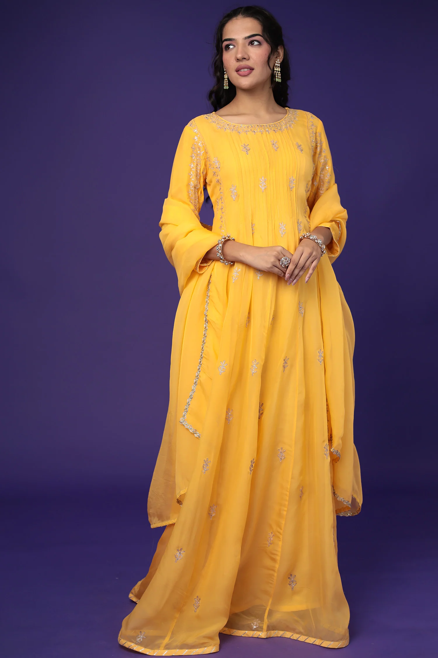 Anarkali Organza Suit with Pittan work - Image 3