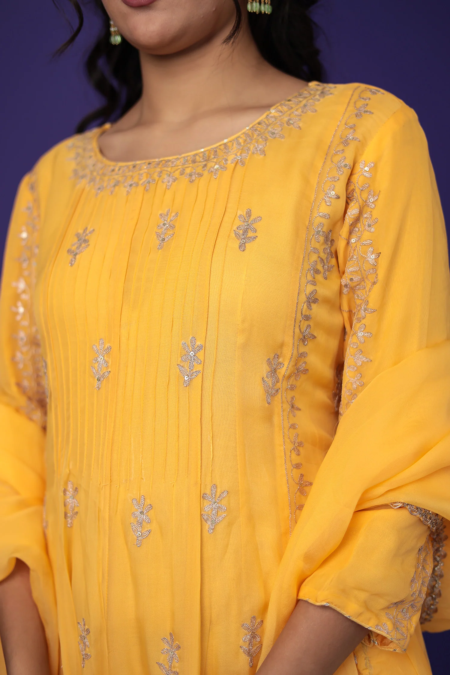 Anarkali Organza Suit with Pittan work - Image 4