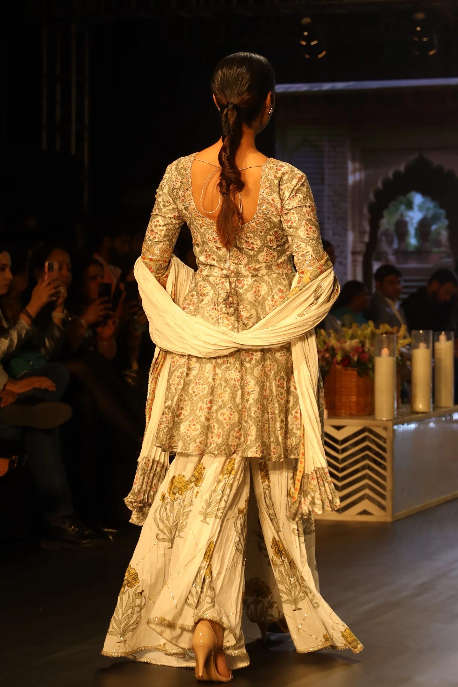 Embroidered Printed Chanderi Suit with Gota Patti work - Image 3