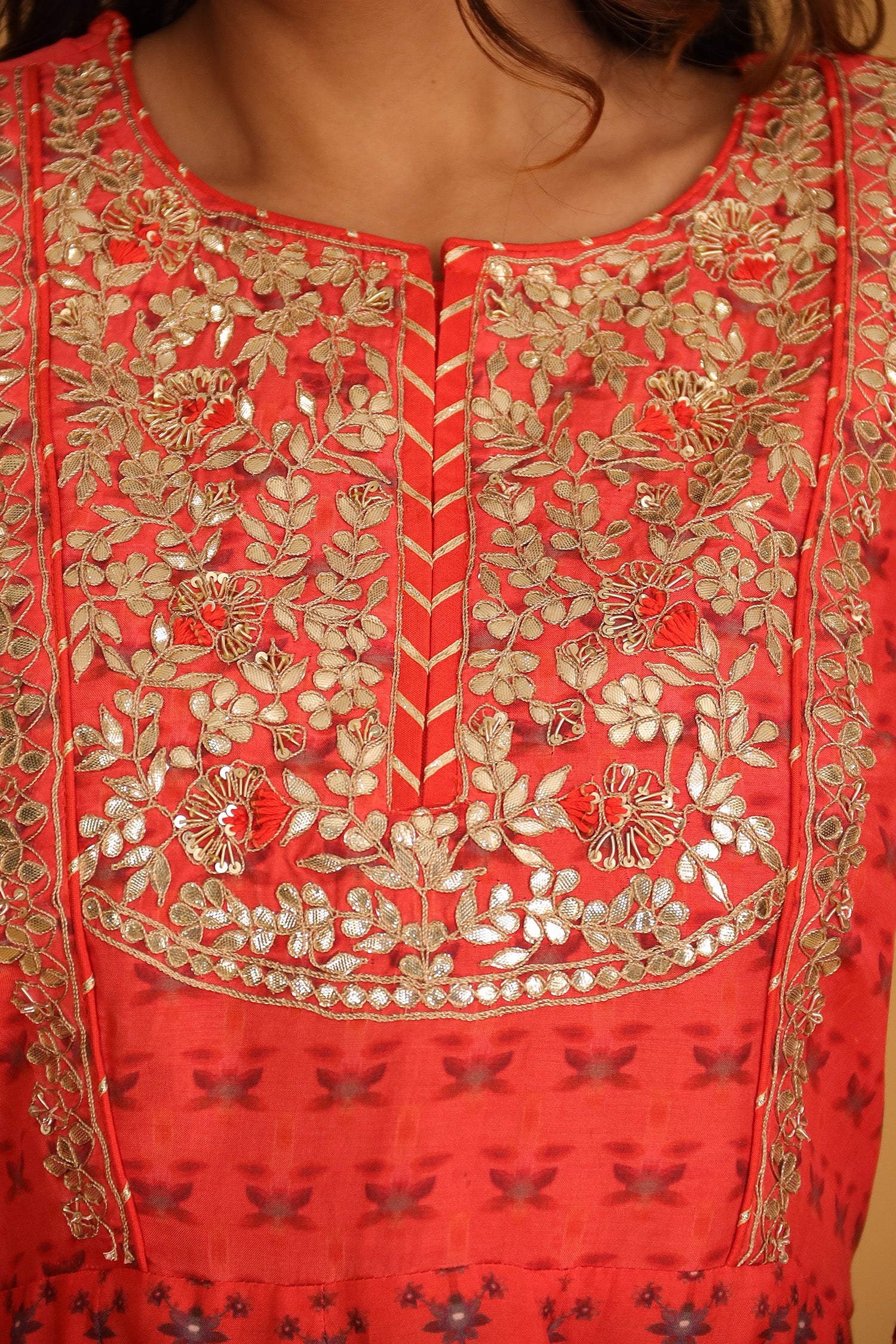 Printed Chanderi Sharara Suit with Gota Patti work. - Image 2
