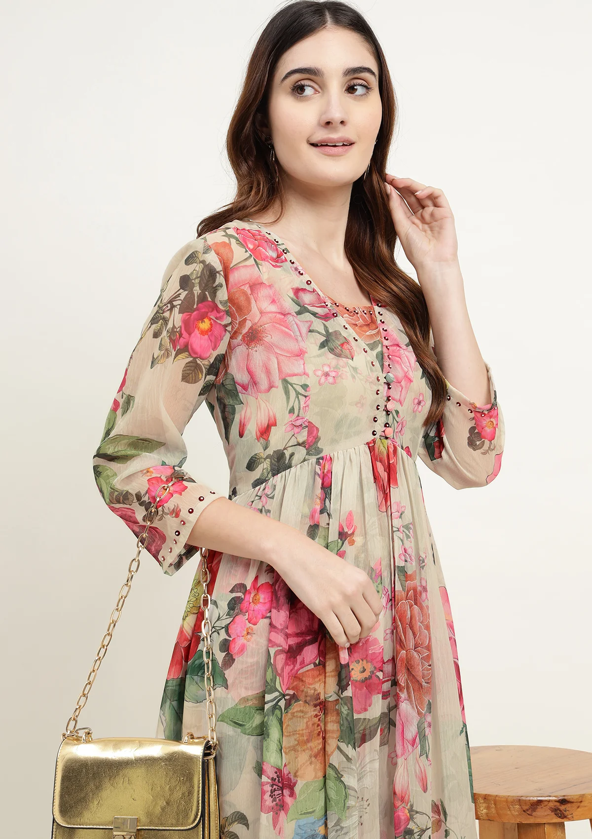 Printed Chiffon Kurta - Image 2