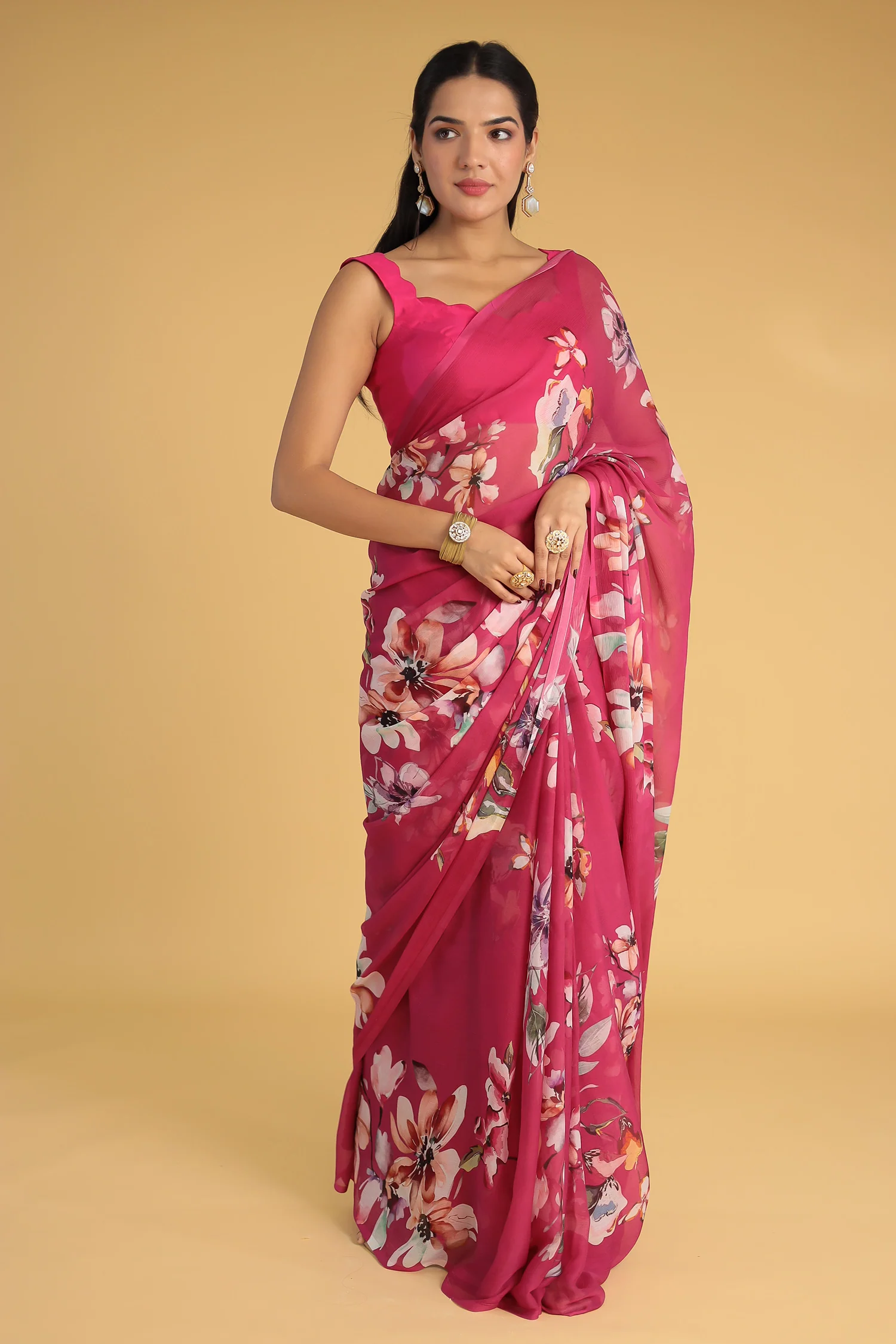 Printed Chiffon Saree