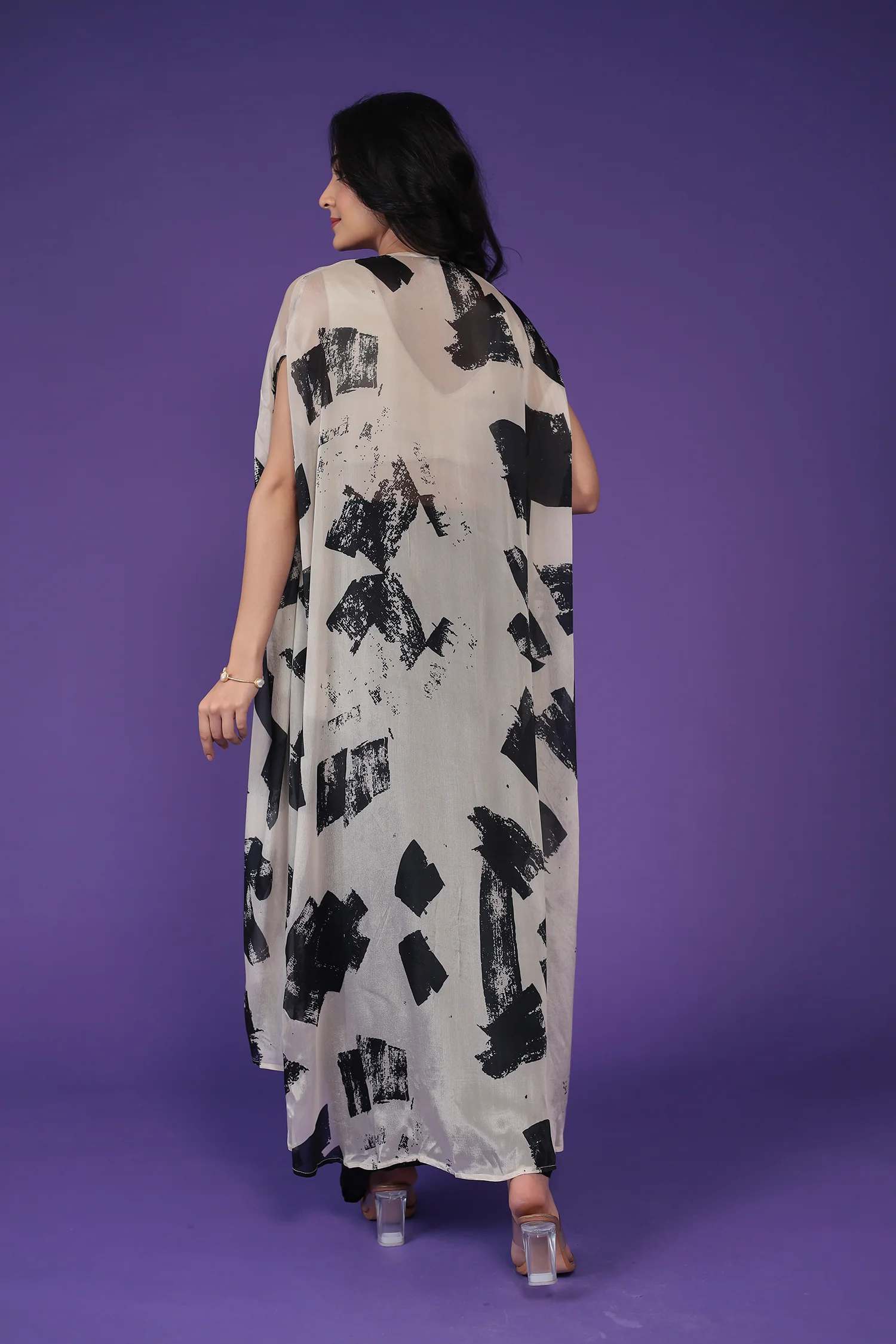 Printed Chinon Indowestern Embroidered with Mirror work - Image 7