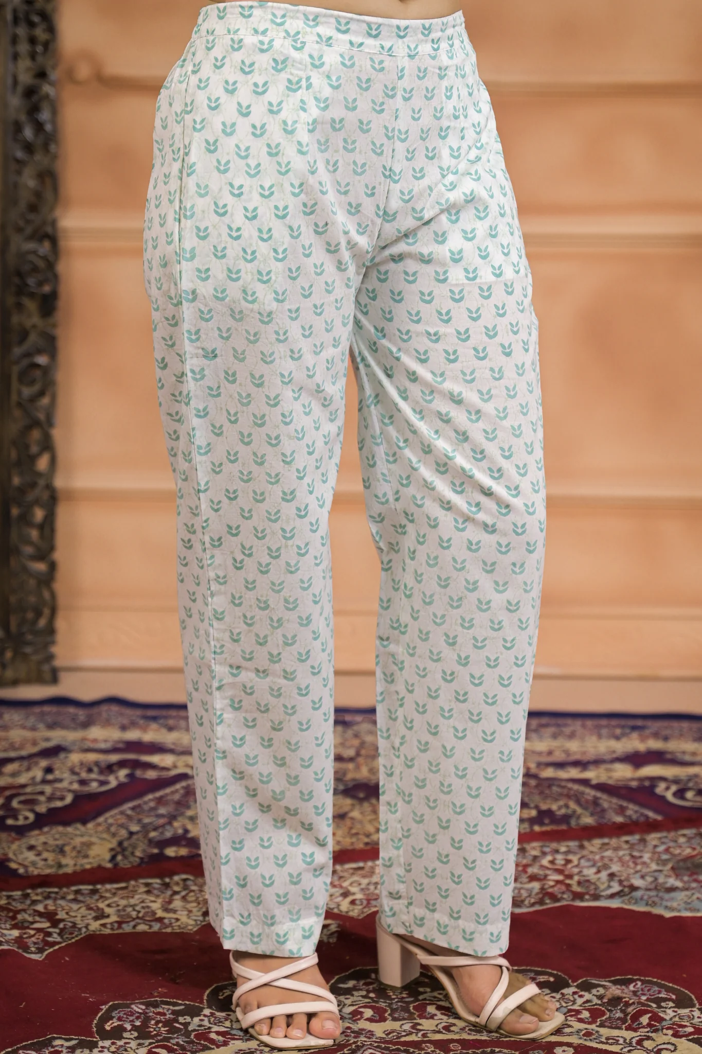 Printed Cotton Chanderi Suit with Aari, Thread and Zardozi work - Image 14