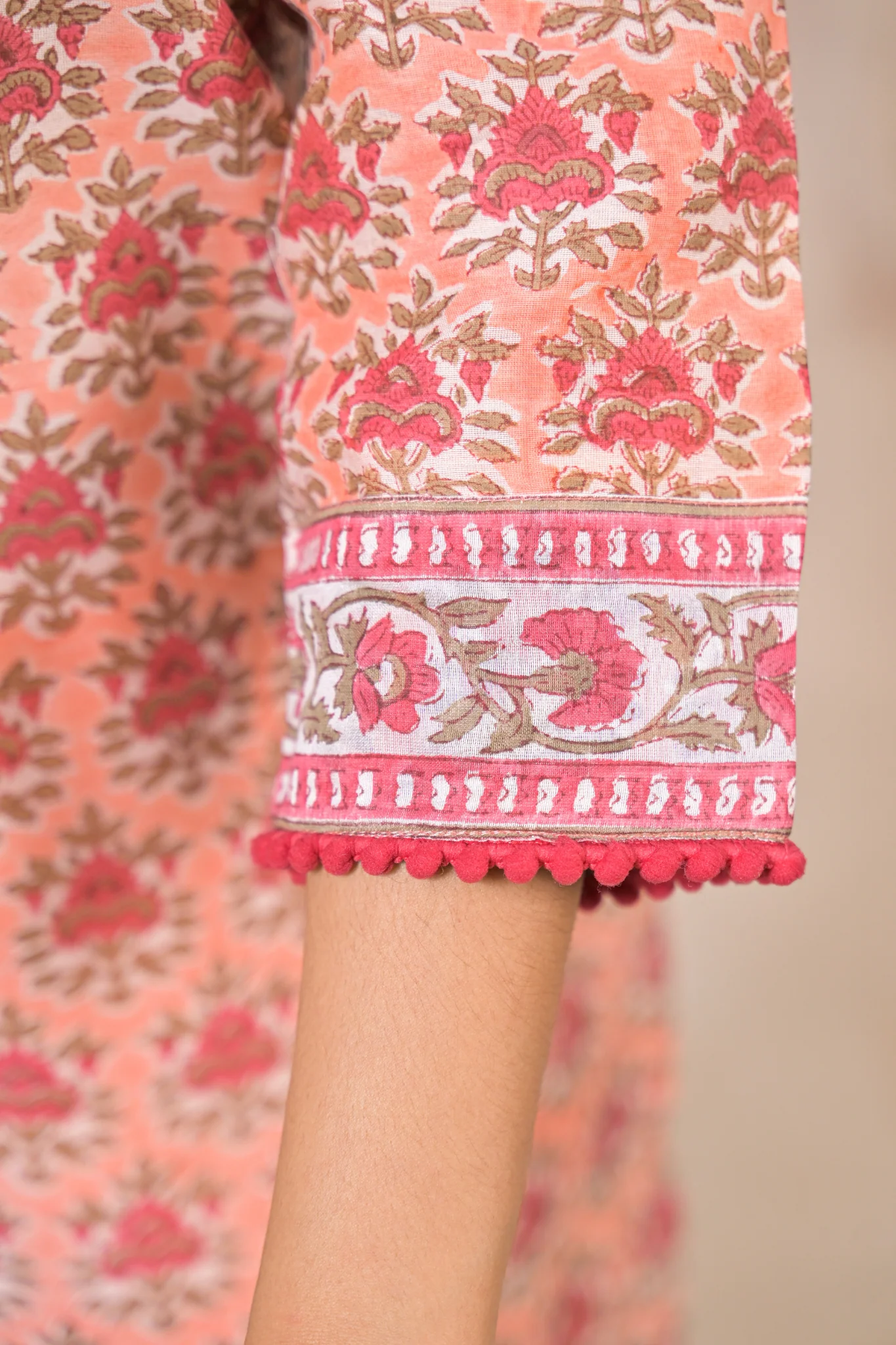 Printed Cotton Chanderi Suit with Aari, Thread and Zardozi work - Image 6