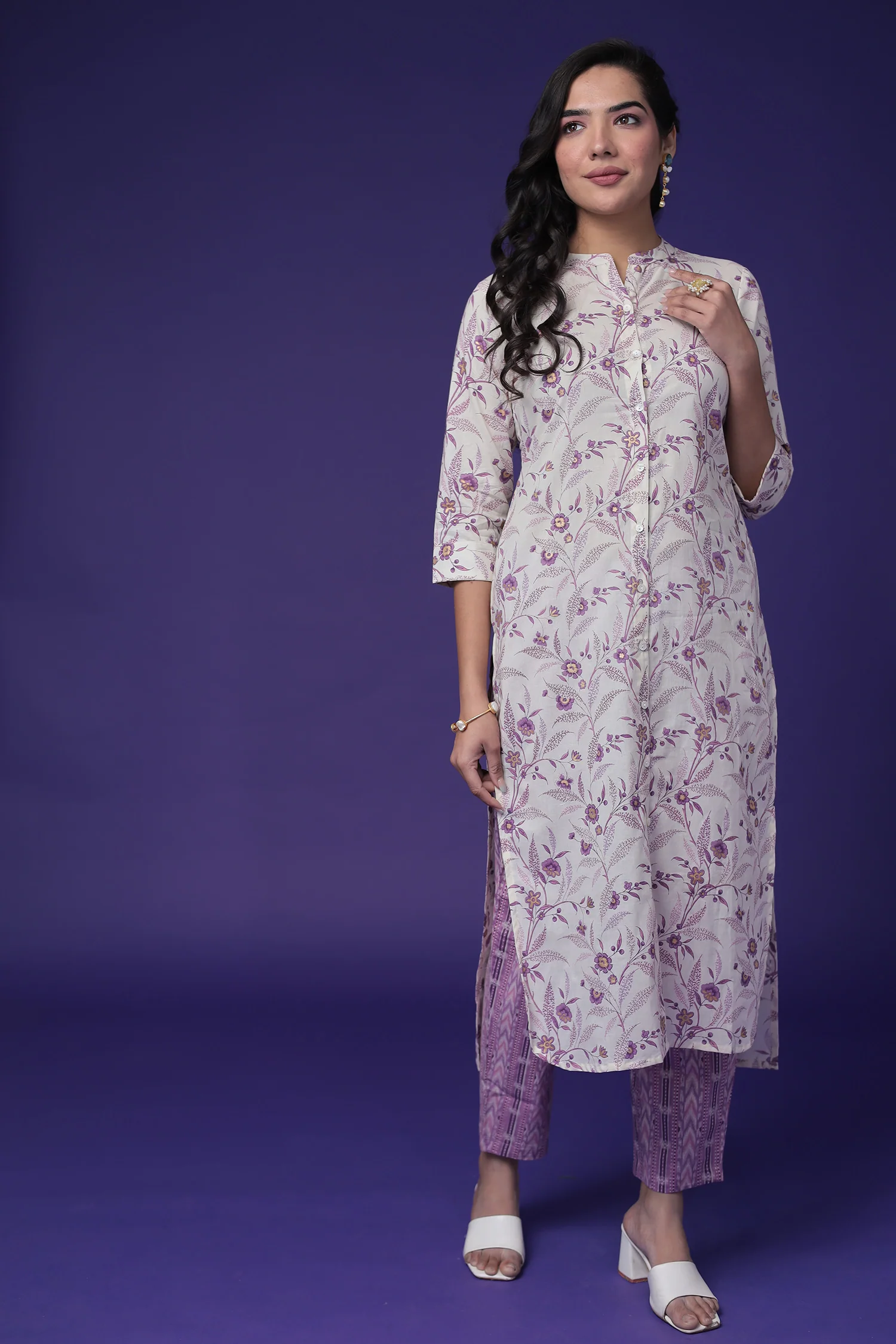 Printed Cotton Kurta Set Stitched - Image 3
