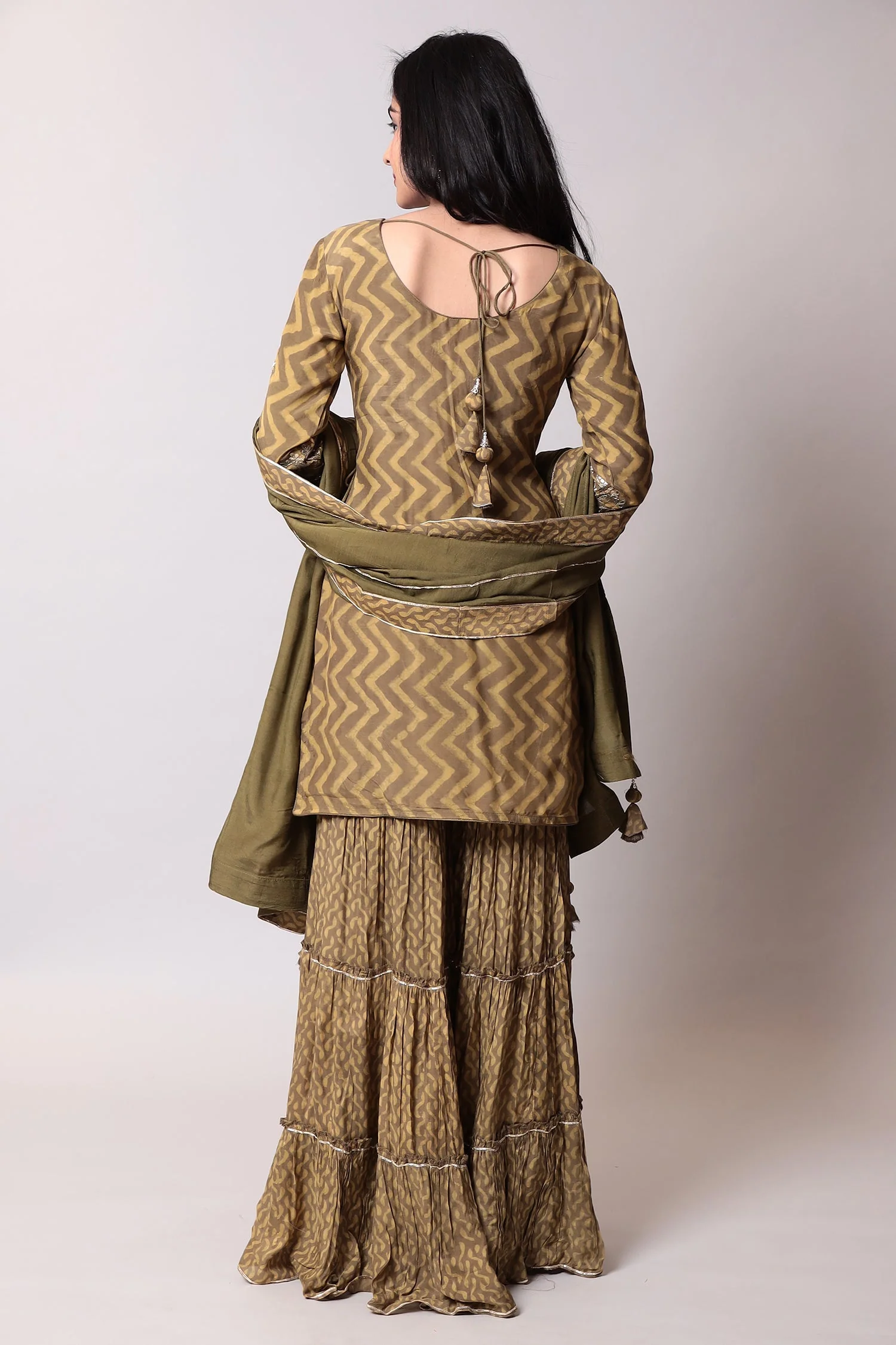 Printed Cotton Sharara silk Suit with Gota Patti work. - Image 4