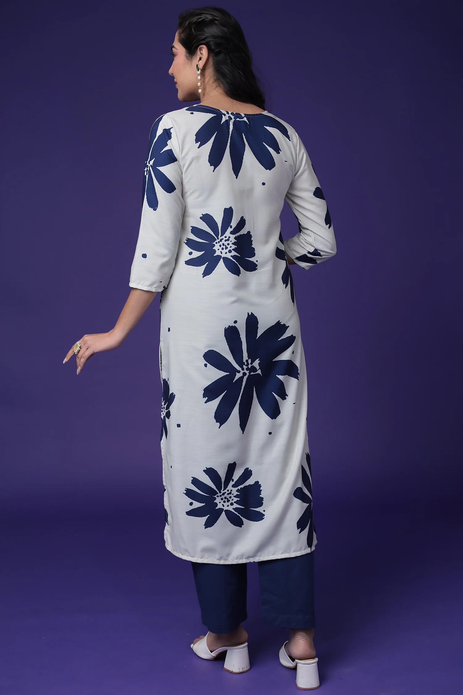 Printed Cotton Slub Kurta Set Stitched - Image 8