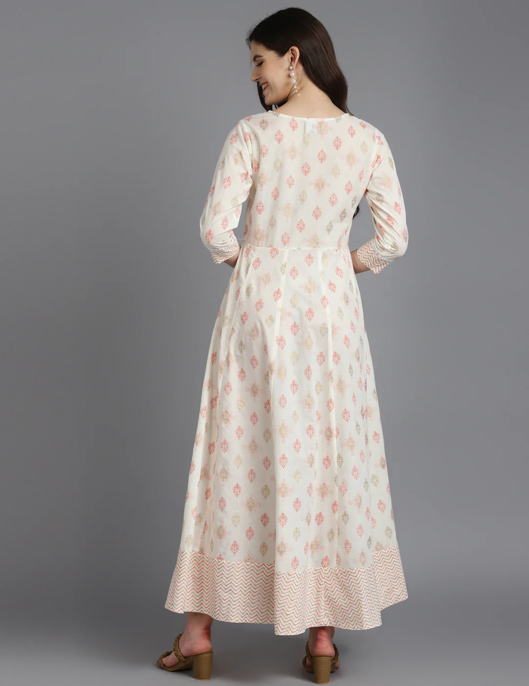 Printed A-Line Cotton Western Dress - Image 6