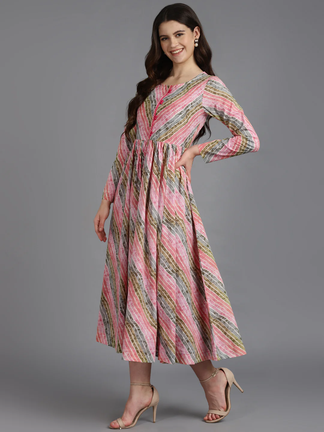 Printed A-Line Cotton Western Dress - Image 3