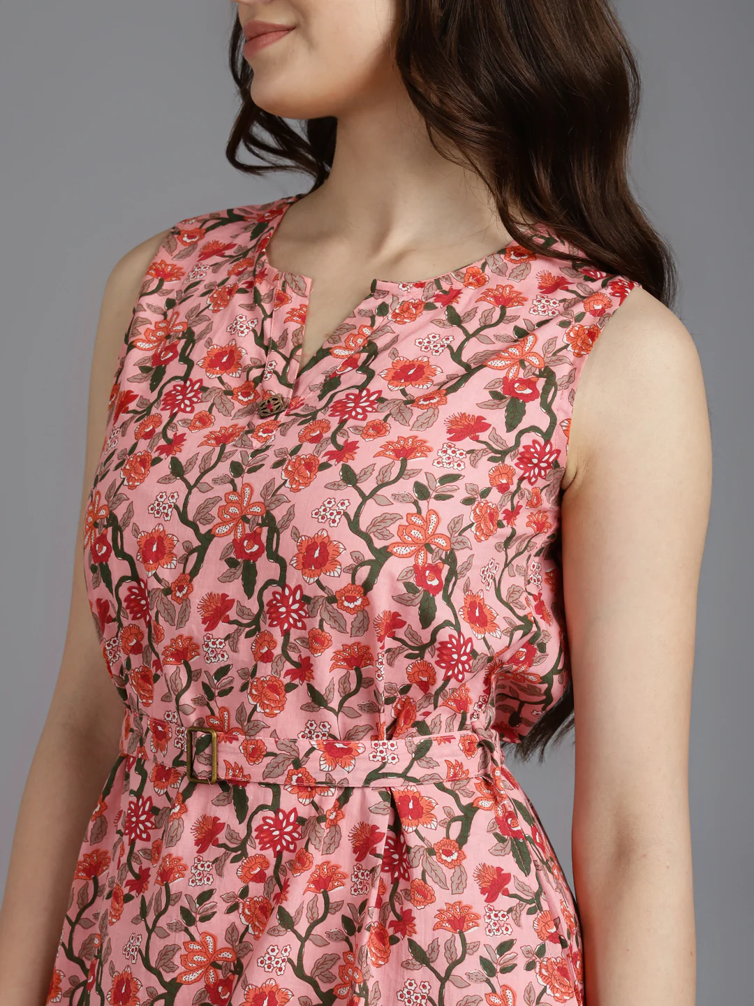 Printed A- Line Cotton Western Dress - Image 8