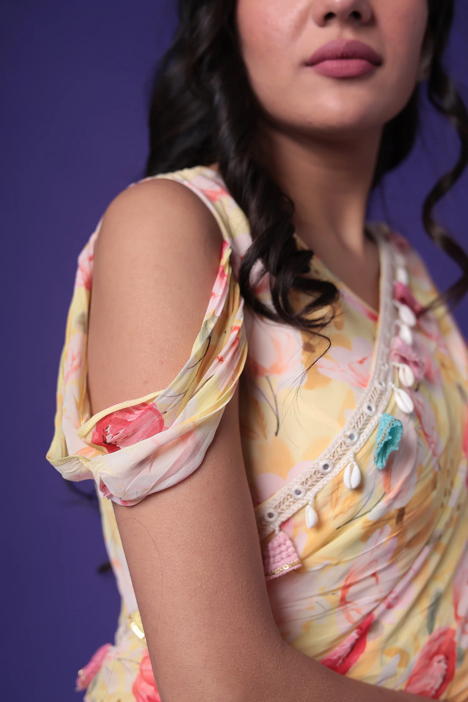 Floral Print Georgette Saree Stitched - Image 6