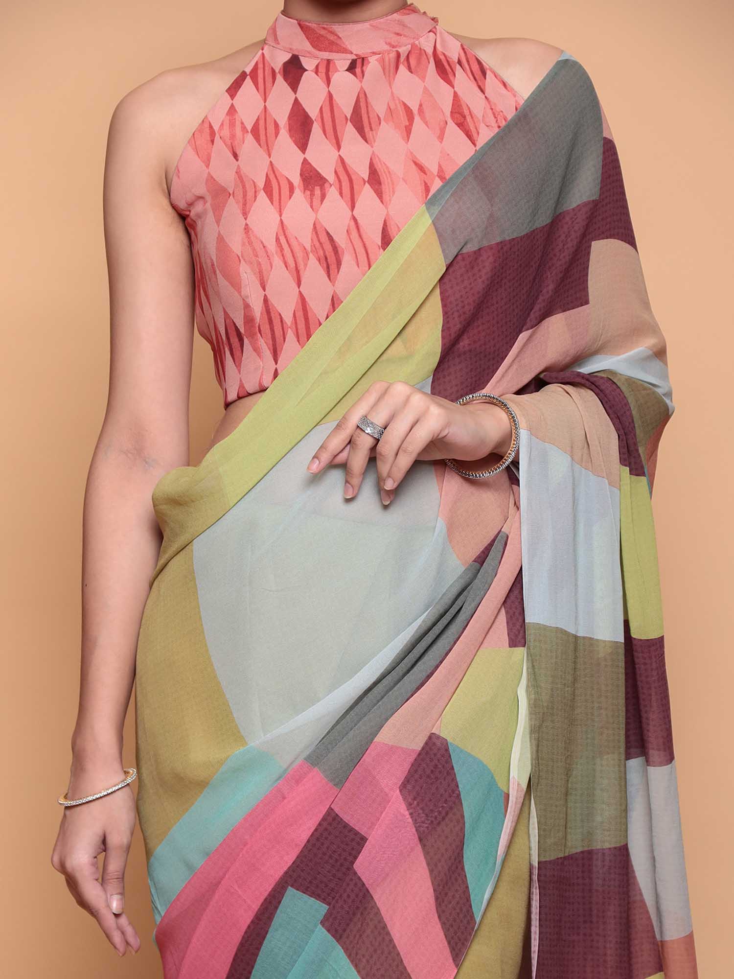 Printed Georgette Saree - Image 3