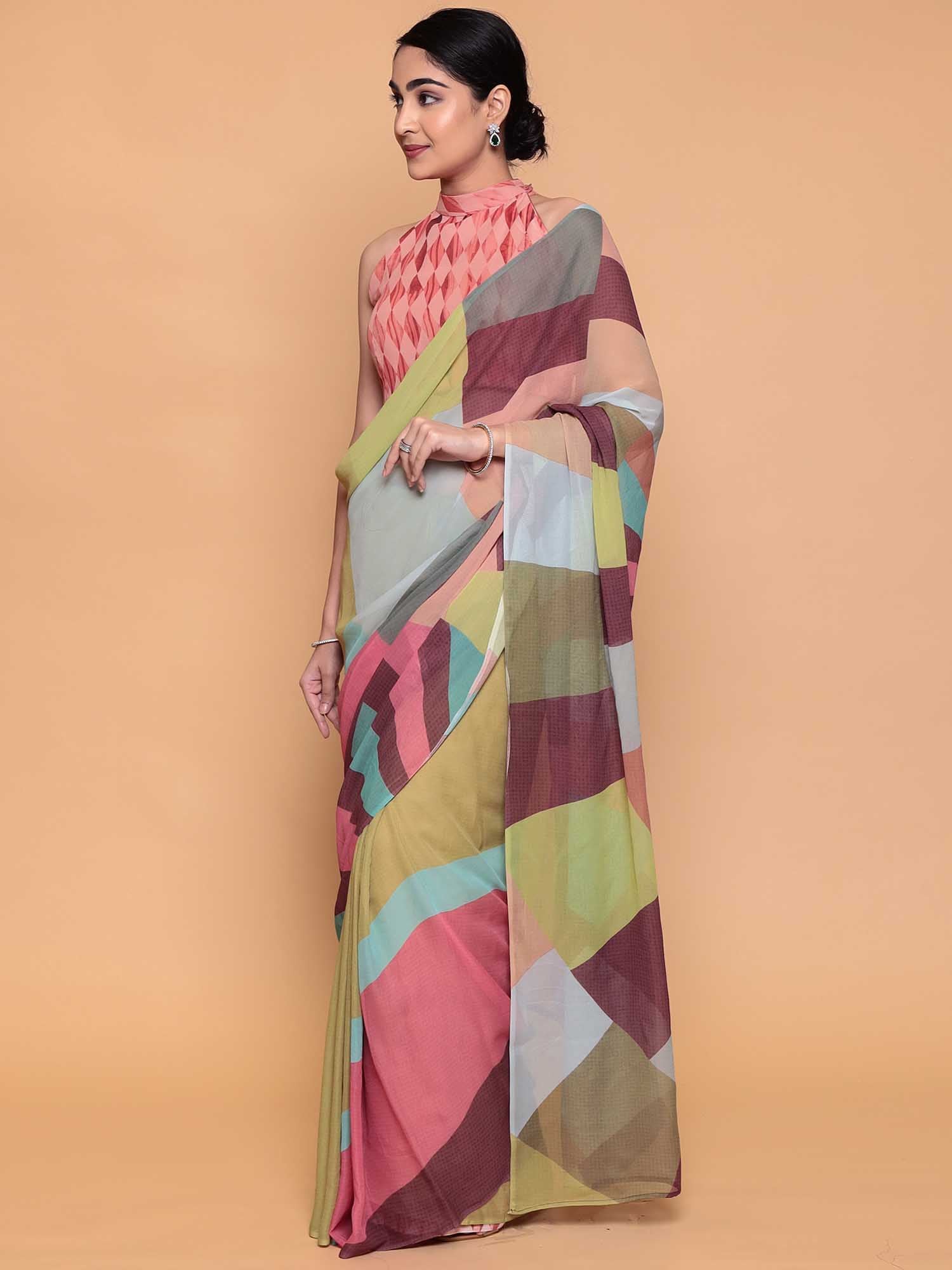 Printed Georgette Saree - Image 4