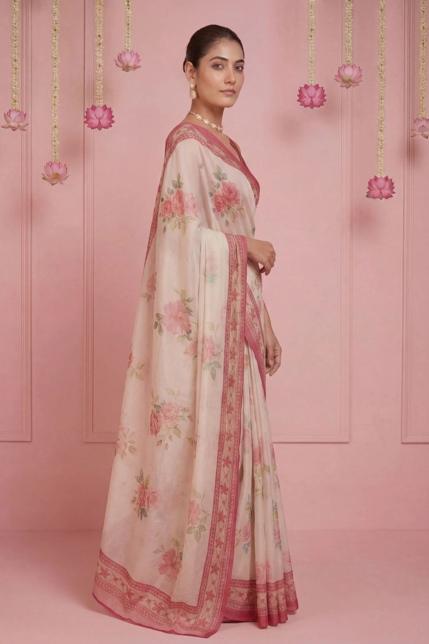Printed Georgette Saree - Image 3